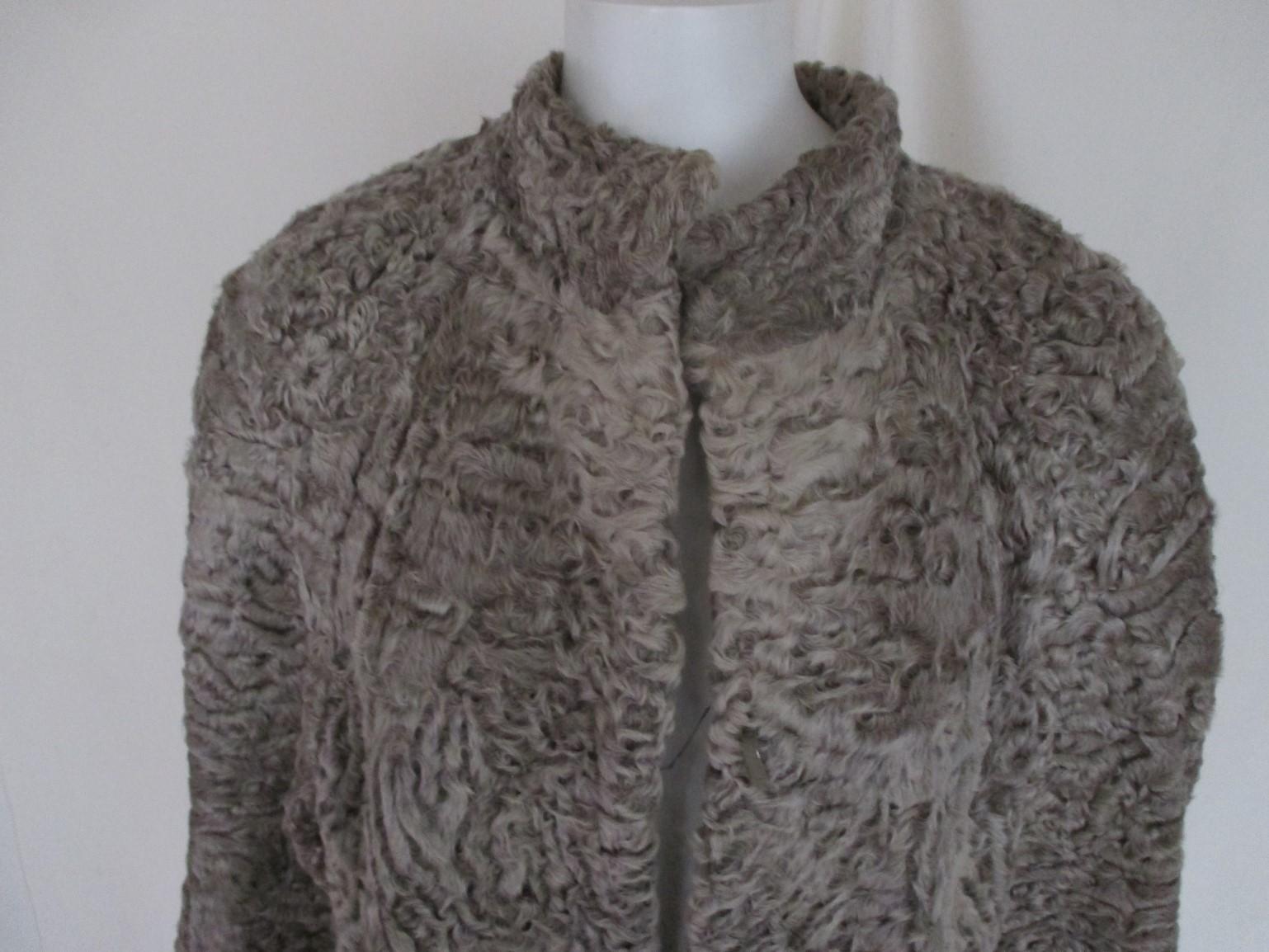 Women's or Men's Persian Karakul Lamb Fur Reversible coat with Brown Suede  For Sale