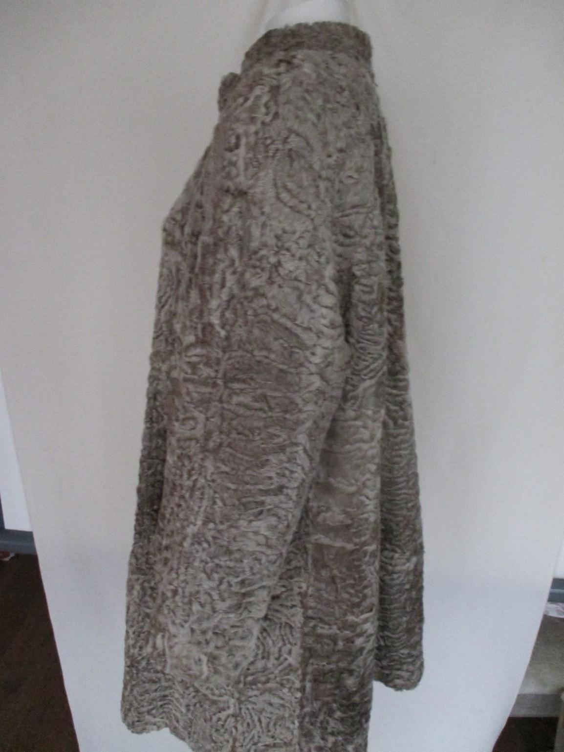 Persian Karakul Lamb Fur Reversible coat with Brown Suede  For Sale 1