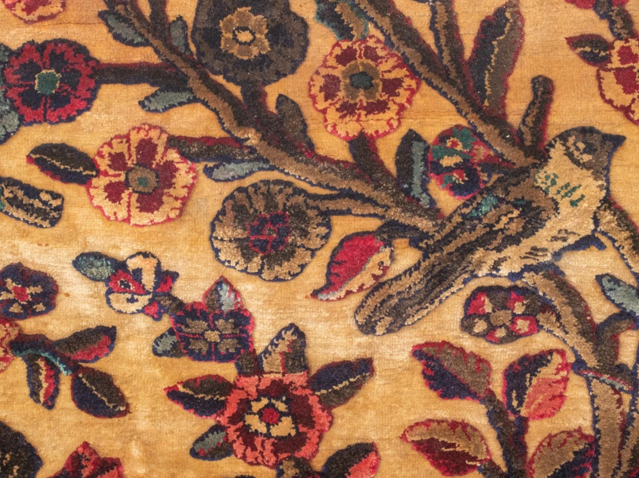 Persian Kashan Antique Silk Pictorial Rug, Framed 1