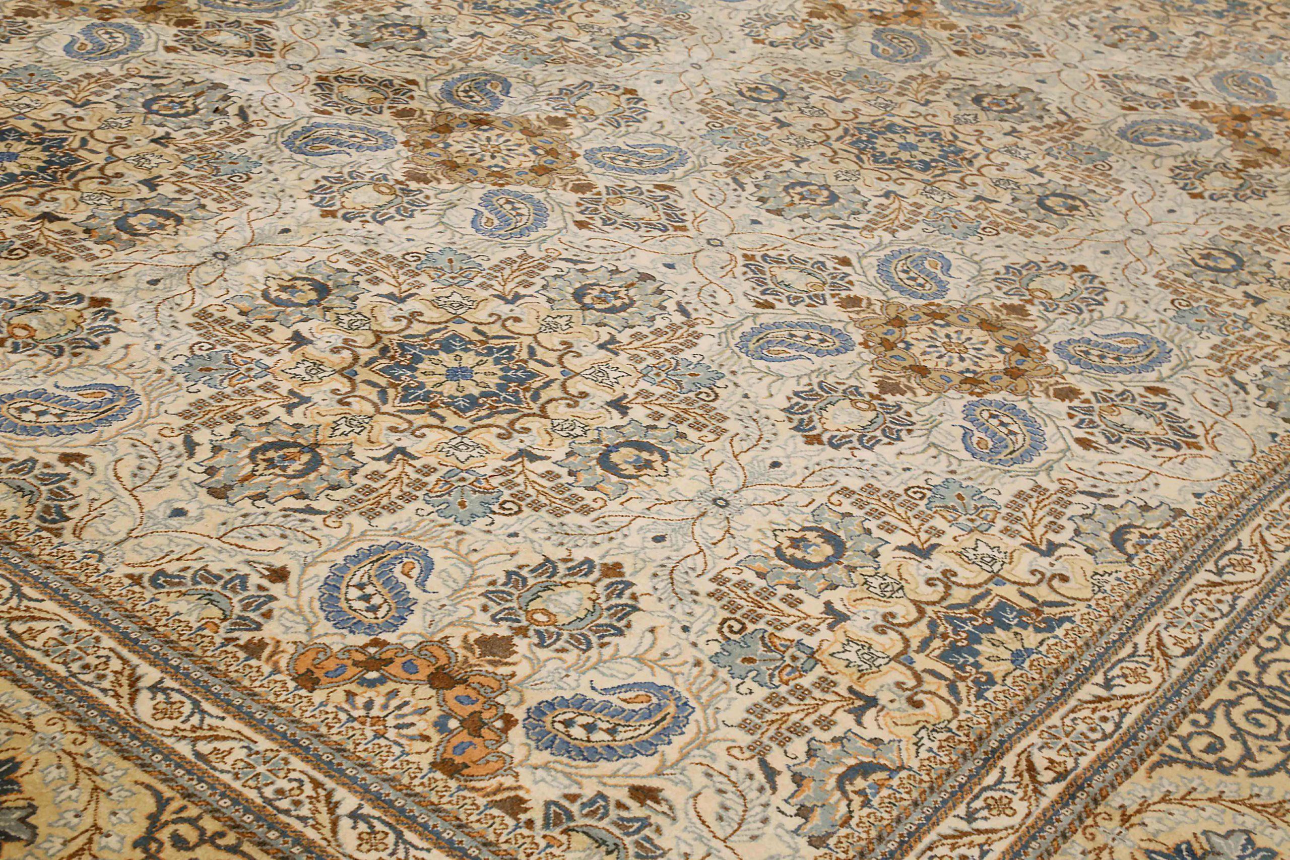 Alfombras Persas Kashan - Lana Azul Marfil Rosa 71357 Asiático en venta