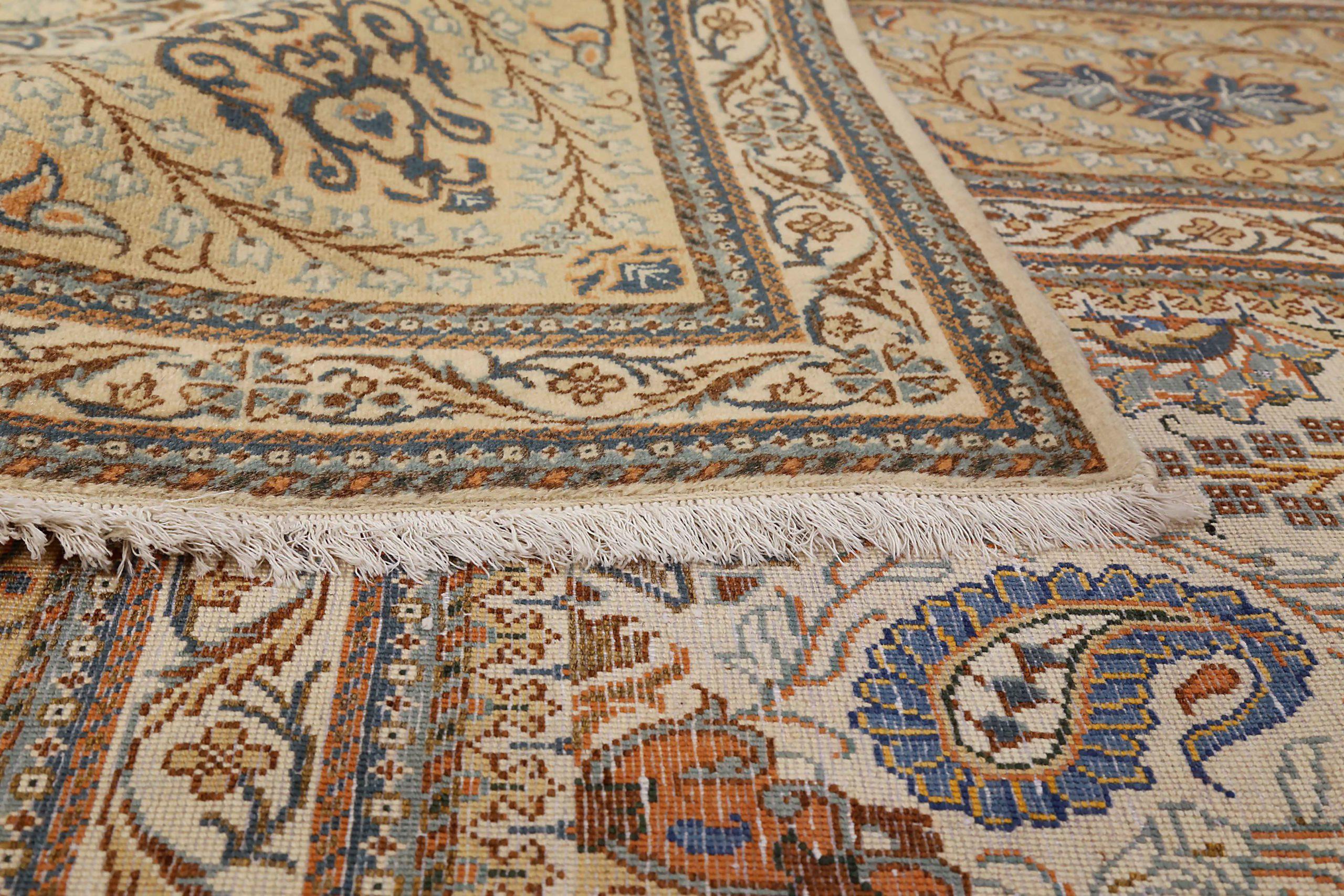 Alfombras Persas Kashan - Lana Azul Marfil Rosa 71357 en Excelente estado para la venta en Dallas, TX