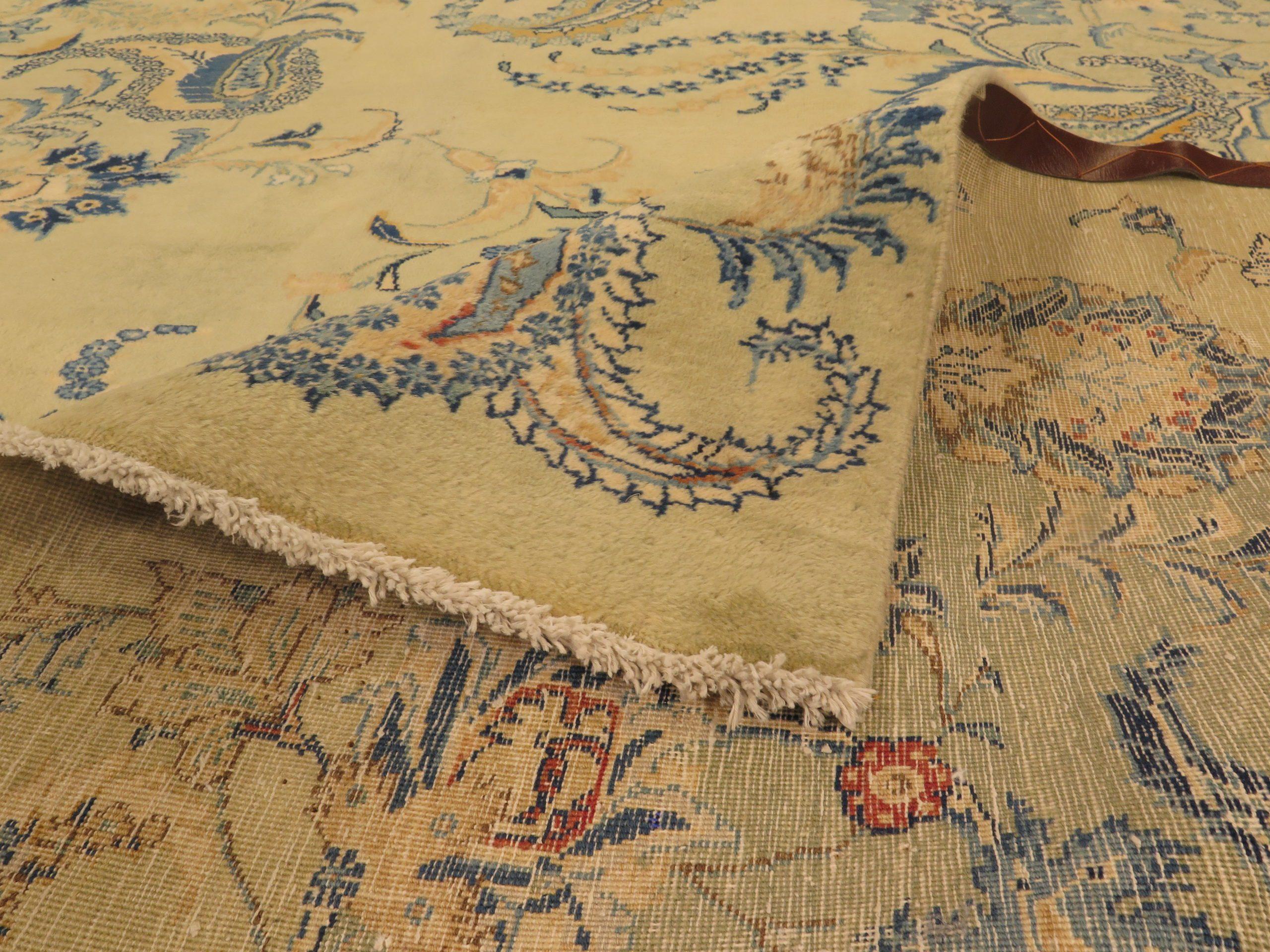 Persische Kashan-Teppiche - Wolle Blau Elfenbein 10496 im Zustand „Hervorragend“ im Angebot in Dallas, TX