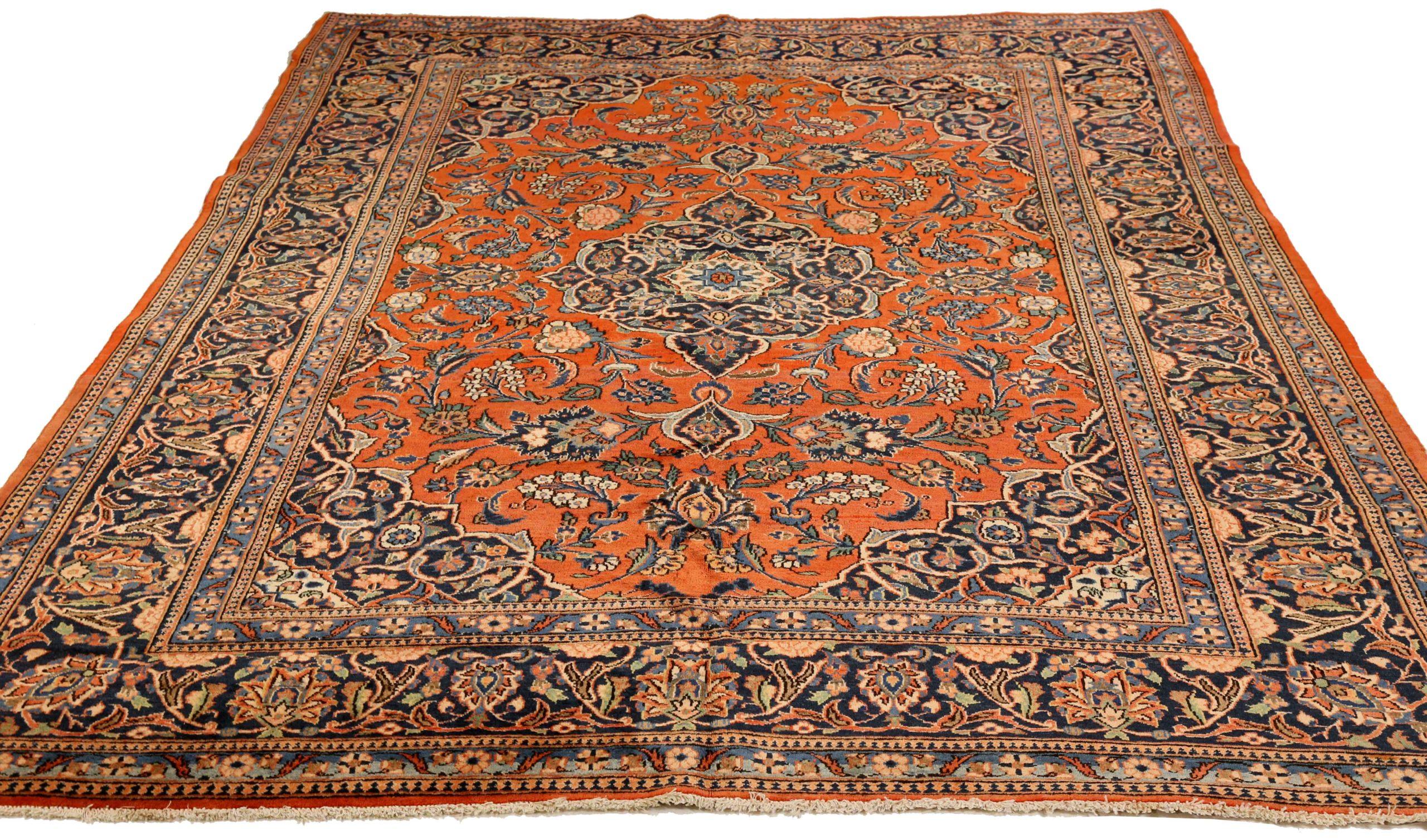 Discover the elegance of Persian Kashan featuring Area Rugs in Circa 1880. Designed with Wool and IvoryNavy BlueRed, this exclusive design is perfect for enhancing your space.