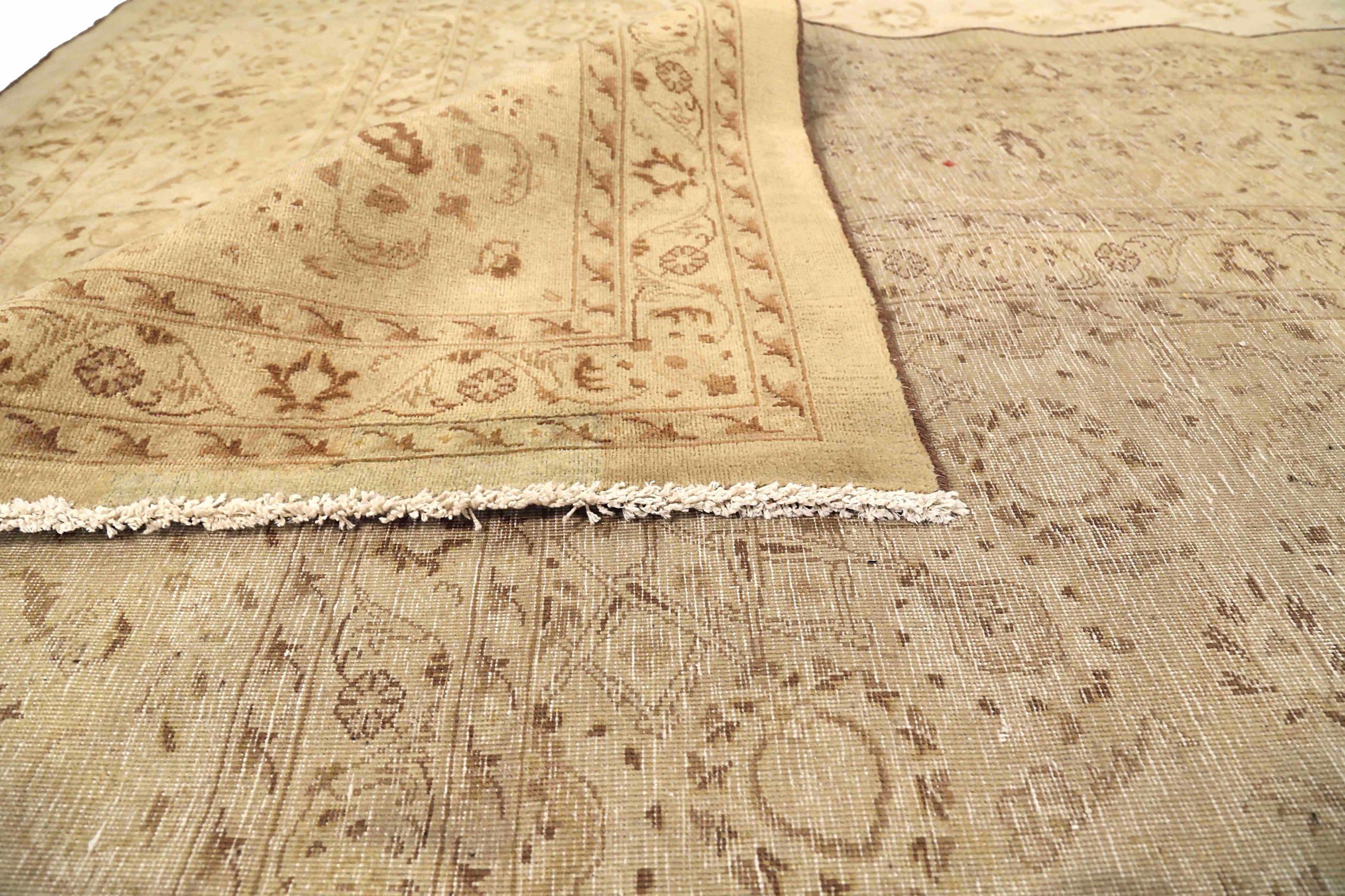 Persische Kashan Teppiche Circa 1910 - Wolle Brown Elfenbein 73292 (Asiatisch) im Angebot