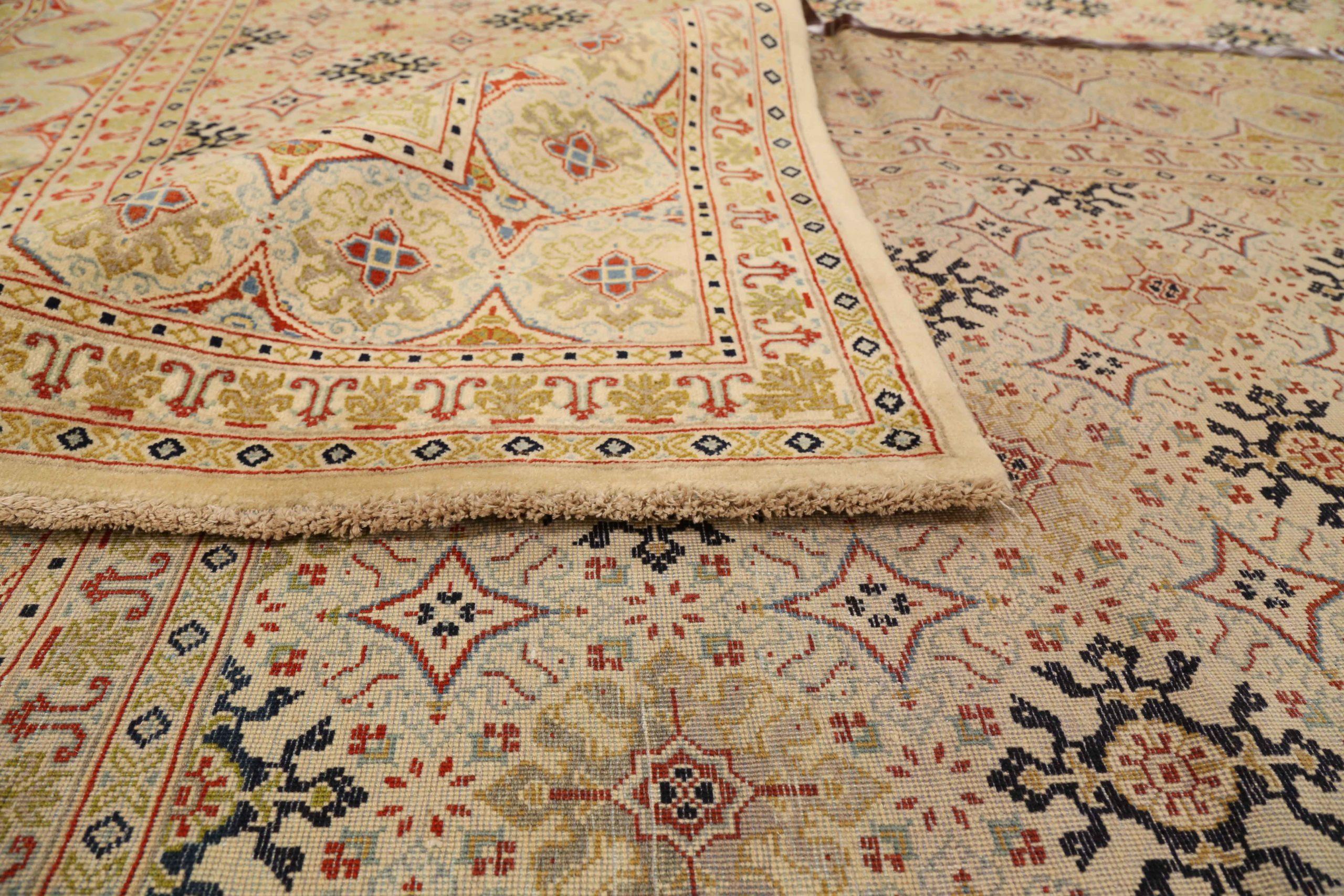 Tapis persan Kashan Circa 1940 - Laine Noir Ivoire Rouge 72490 Excellent état - En vente à Dallas, TX