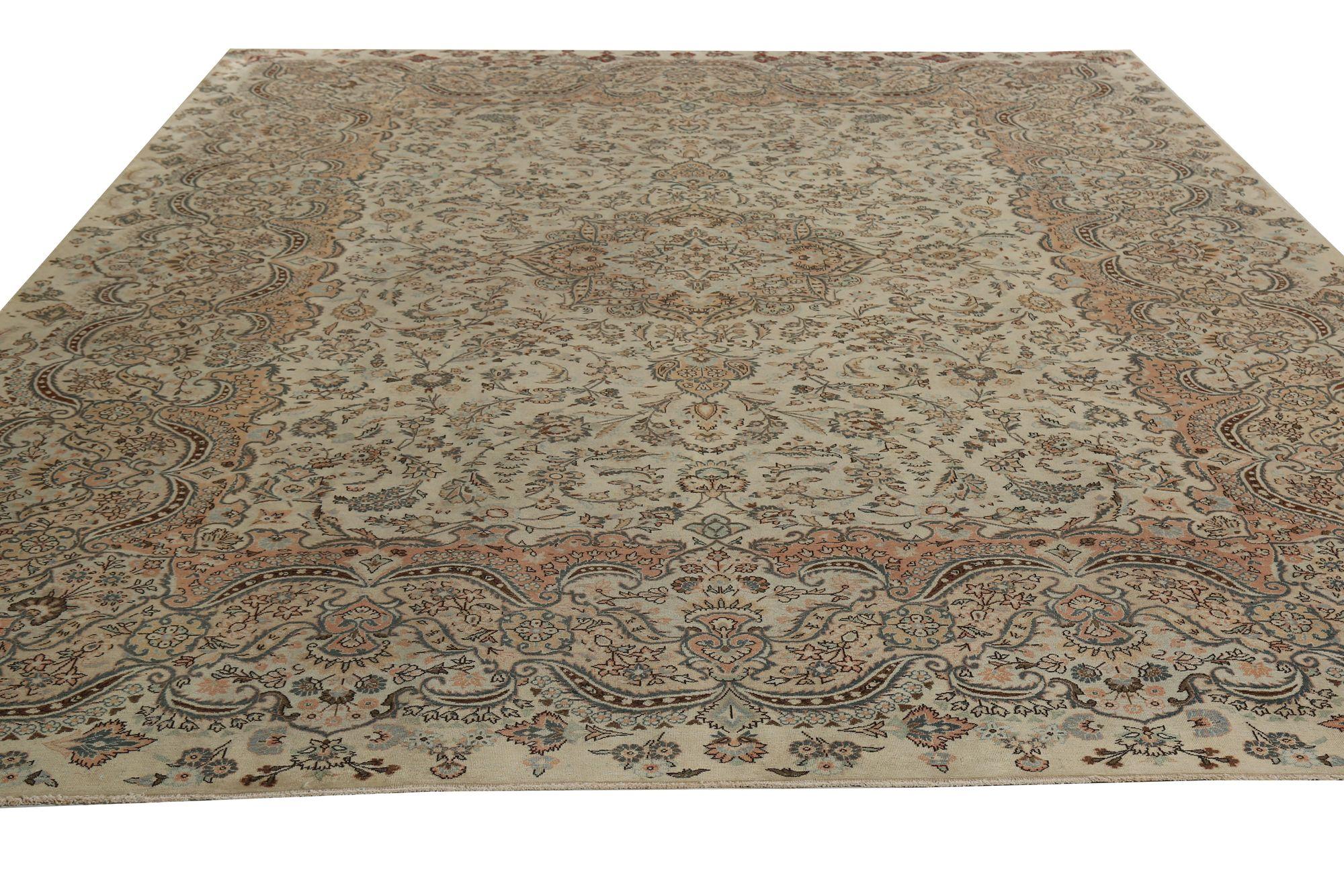 Persische Kashan-Teppiche – Wolle, elfenbeinfarbenes Design – 96737 (Irakisch) im Angebot