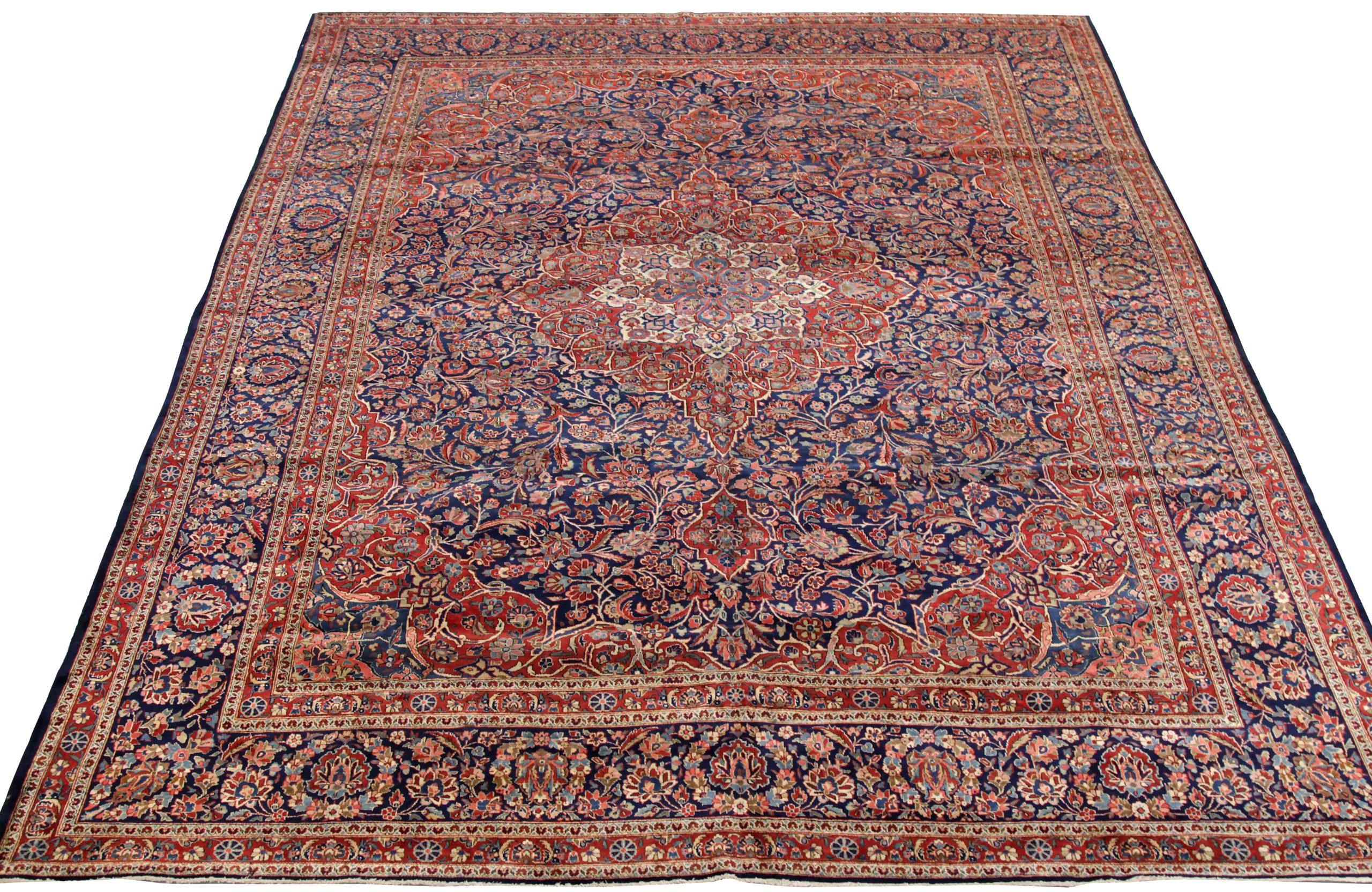 Discover the elegance of Persian Kashan featuring Area Rugs in Circa 1910. Designed with Wool and Navy BlueRed, this exclusive design is perfect for enhancing your space.