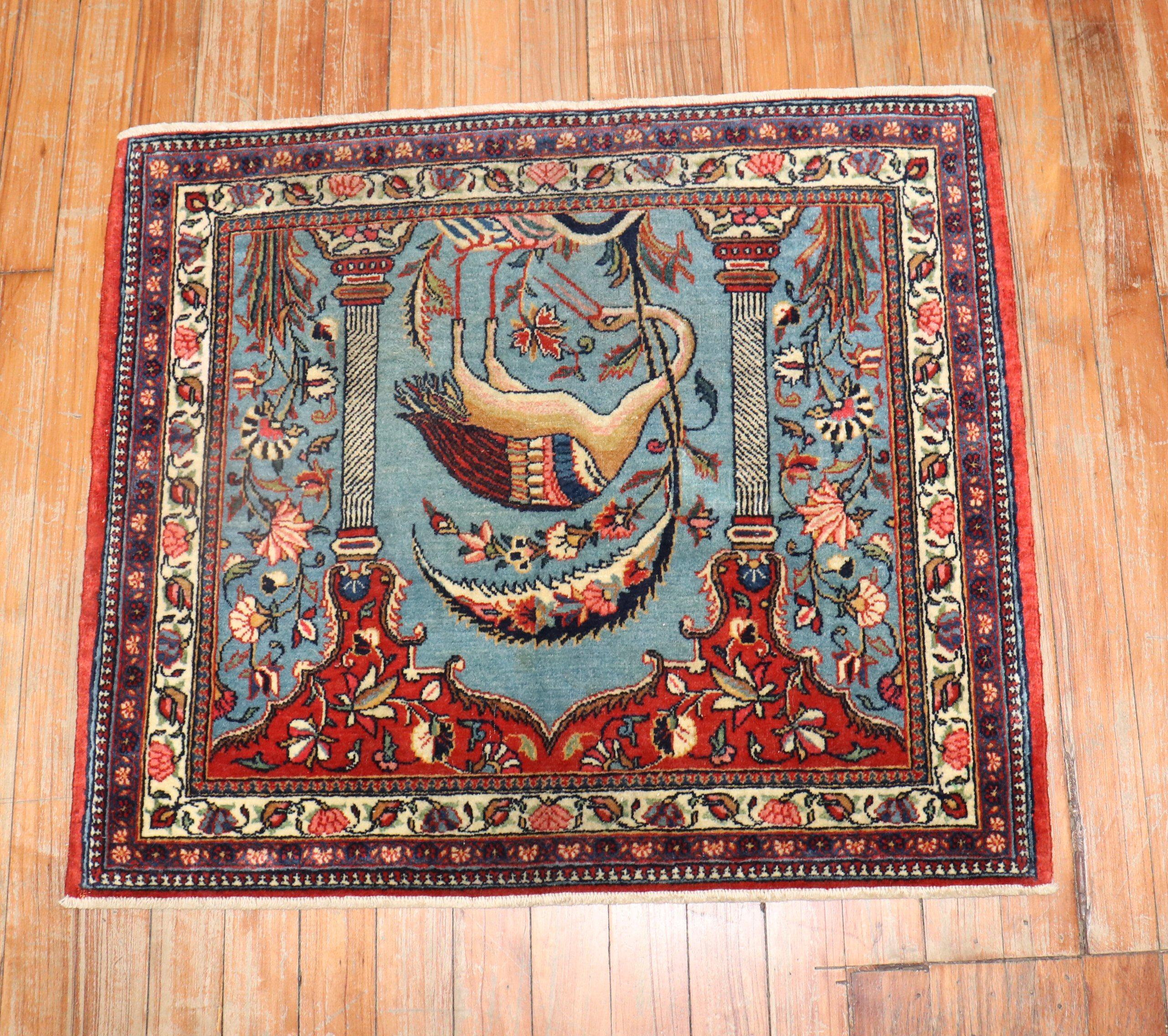 Folk Art Persian Kashan Rug For Sale