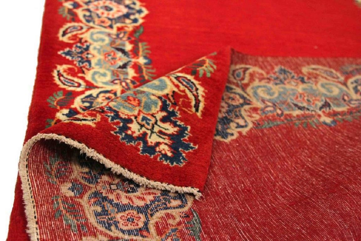 Persischer Kashan-Läufer aus Wolle, Elfenbeinrot, 72090, um 1940 (Asiatisch) im Angebot