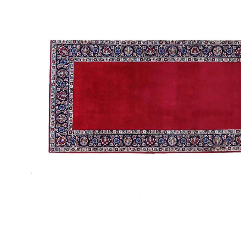 Persischer Kashan-Läufer aus Wolle – rotes Design – 97391 im Zustand „Hervorragend“ im Angebot in Dallas, TX