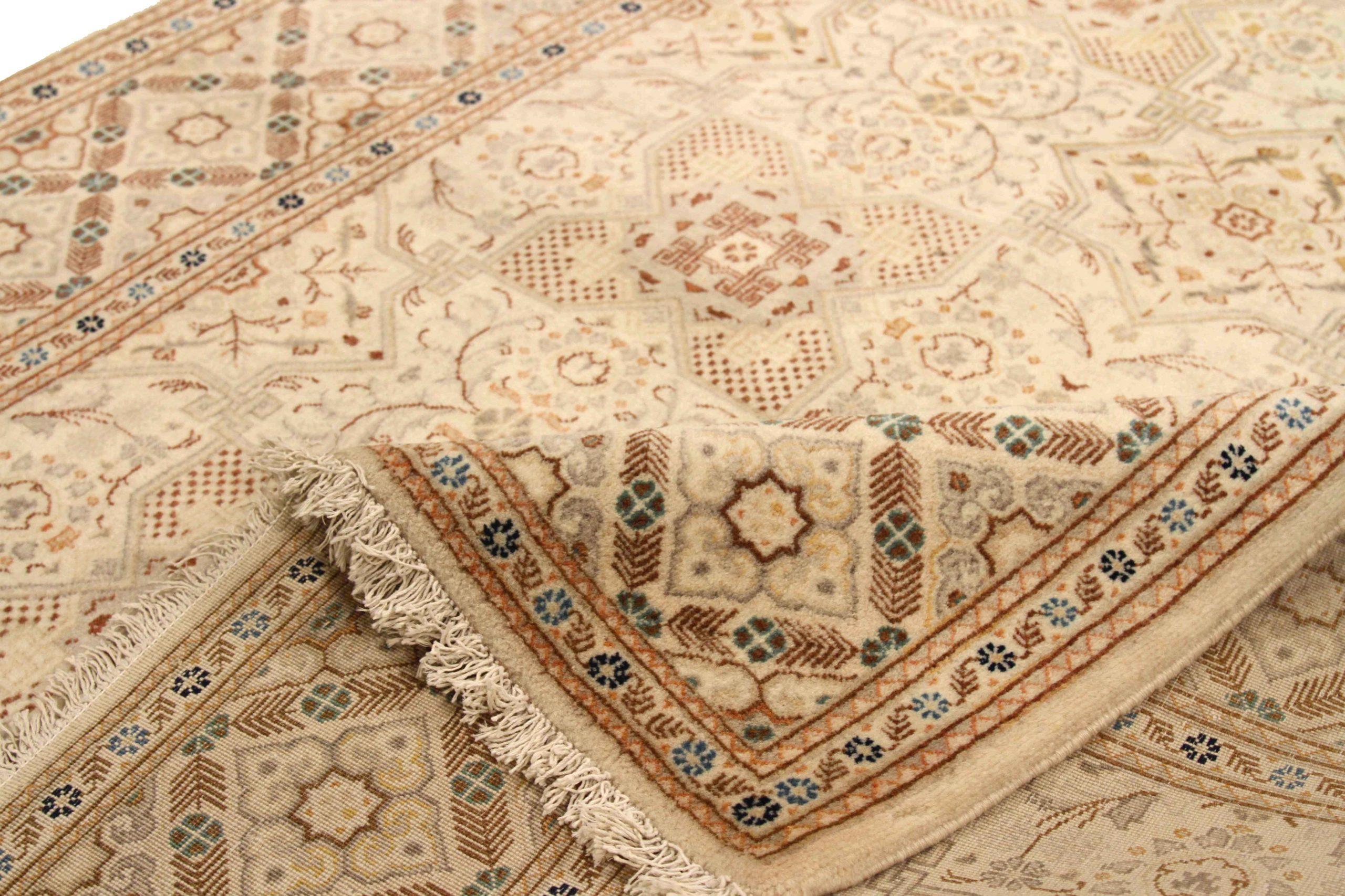 Persischer Kashan Small Rug CIRCA 1940 - Wolle Elfenbein Gelb Design - 75038 (Asiatisch) im Angebot