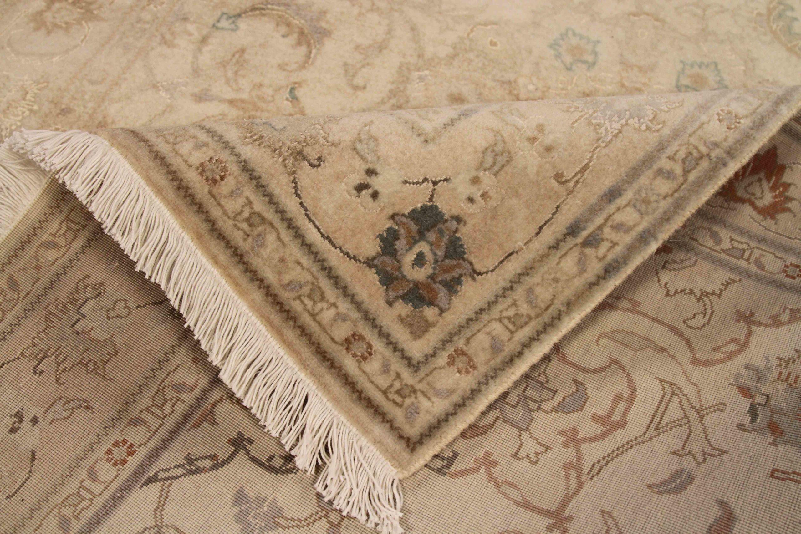 Alfombra Persa Kashan Pequeña Circa 1990 - Lana Azul Marfil Rosa 70722 en Excelente estado para la venta en Dallas, TX