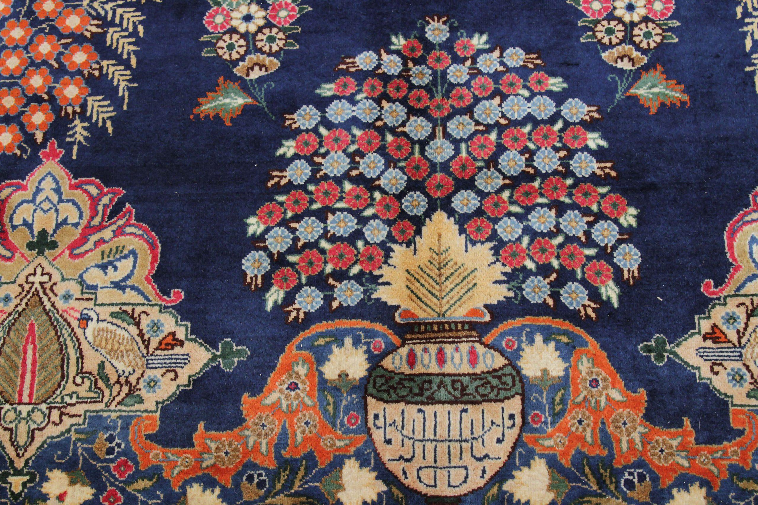 XX secolo Tappeti persiani kashmar Circa 1910 - Lana Avorio Blu Navy Rosso Design - 89613 in vendita