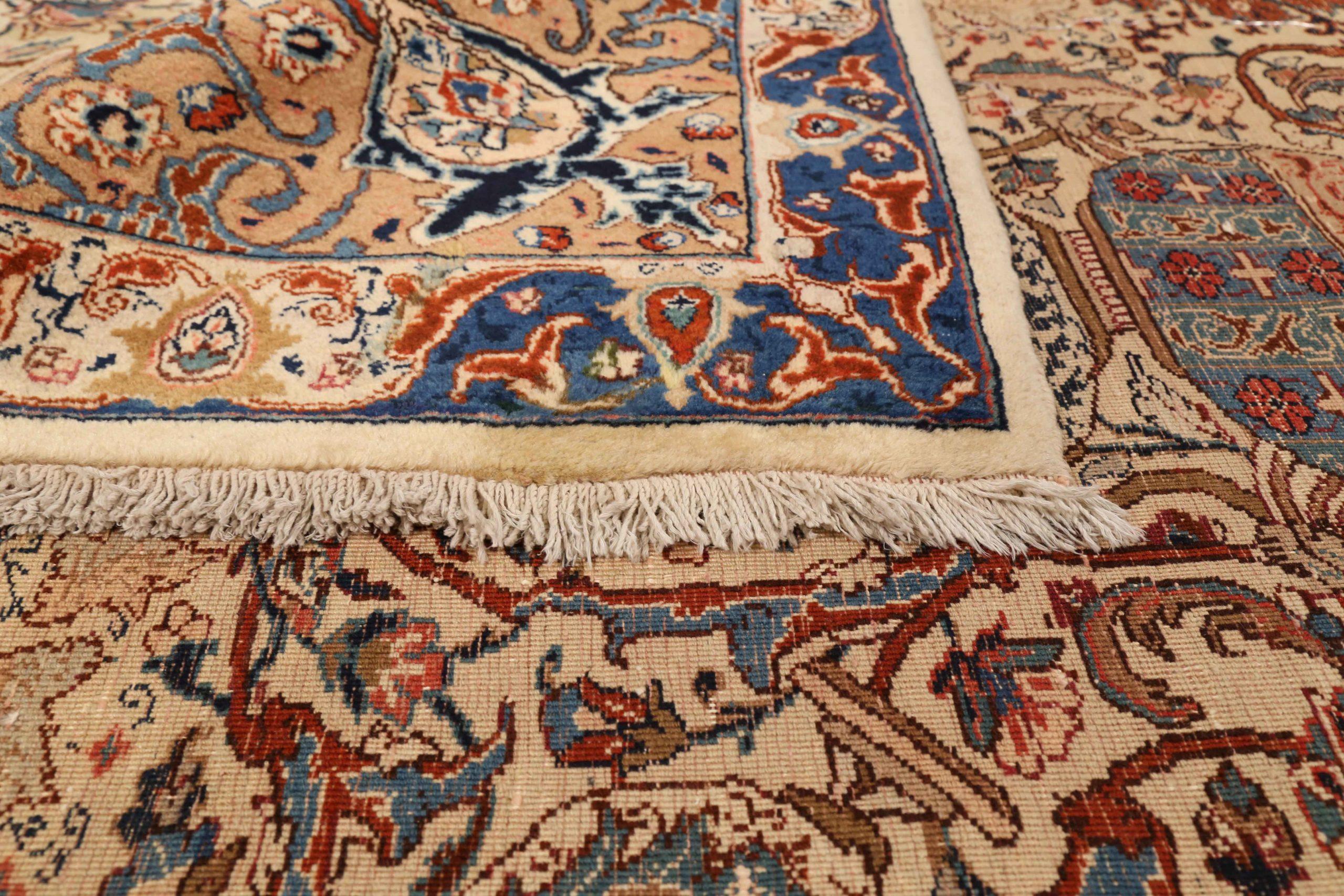 Persian Kashmir Area Rugs - Wool Blue Ivory Red Design - 75339 In Excellent Condition For Sale In Dallas, TX