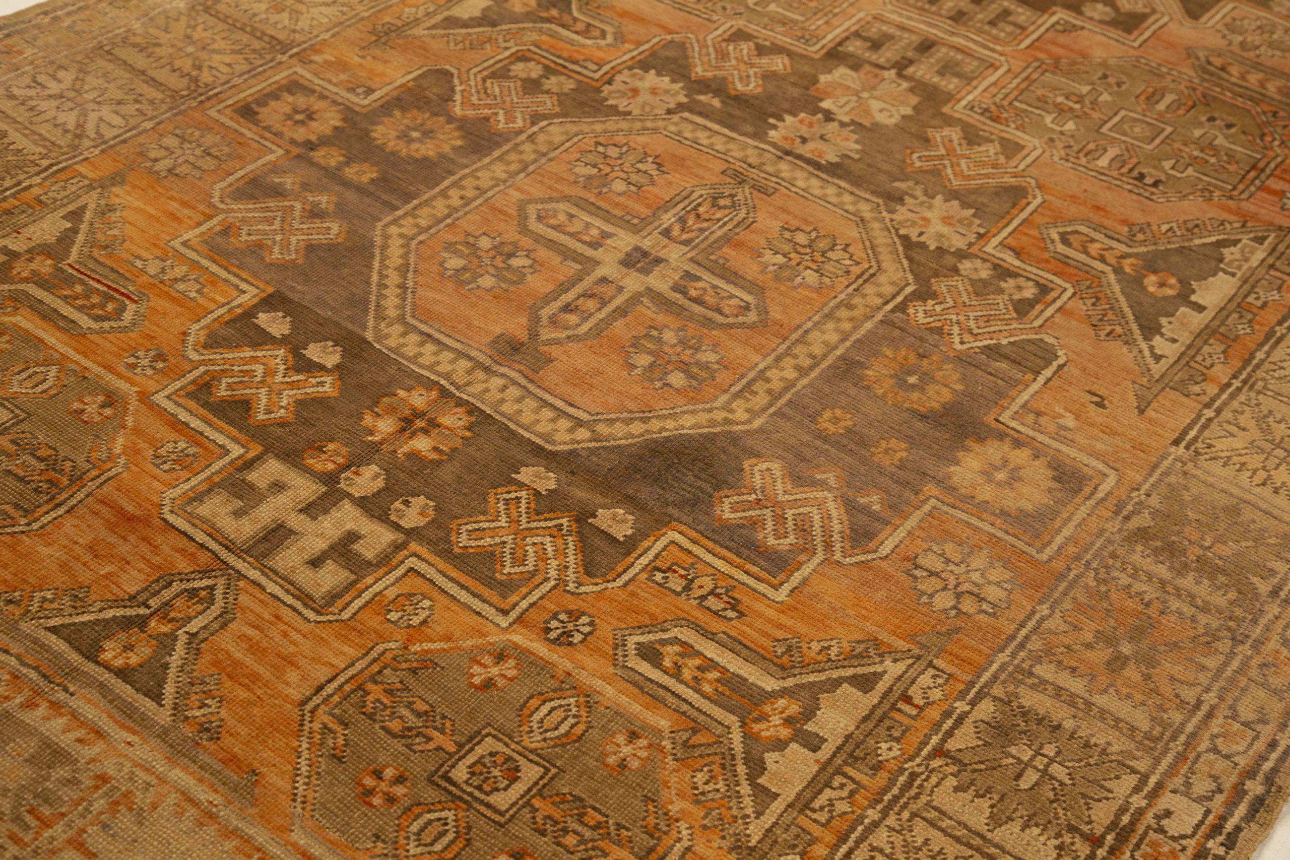 Asiatico Tappeti persiani Kazak del 1910 circa - Lana marrone/arancio Design/One - 10629 in vendita