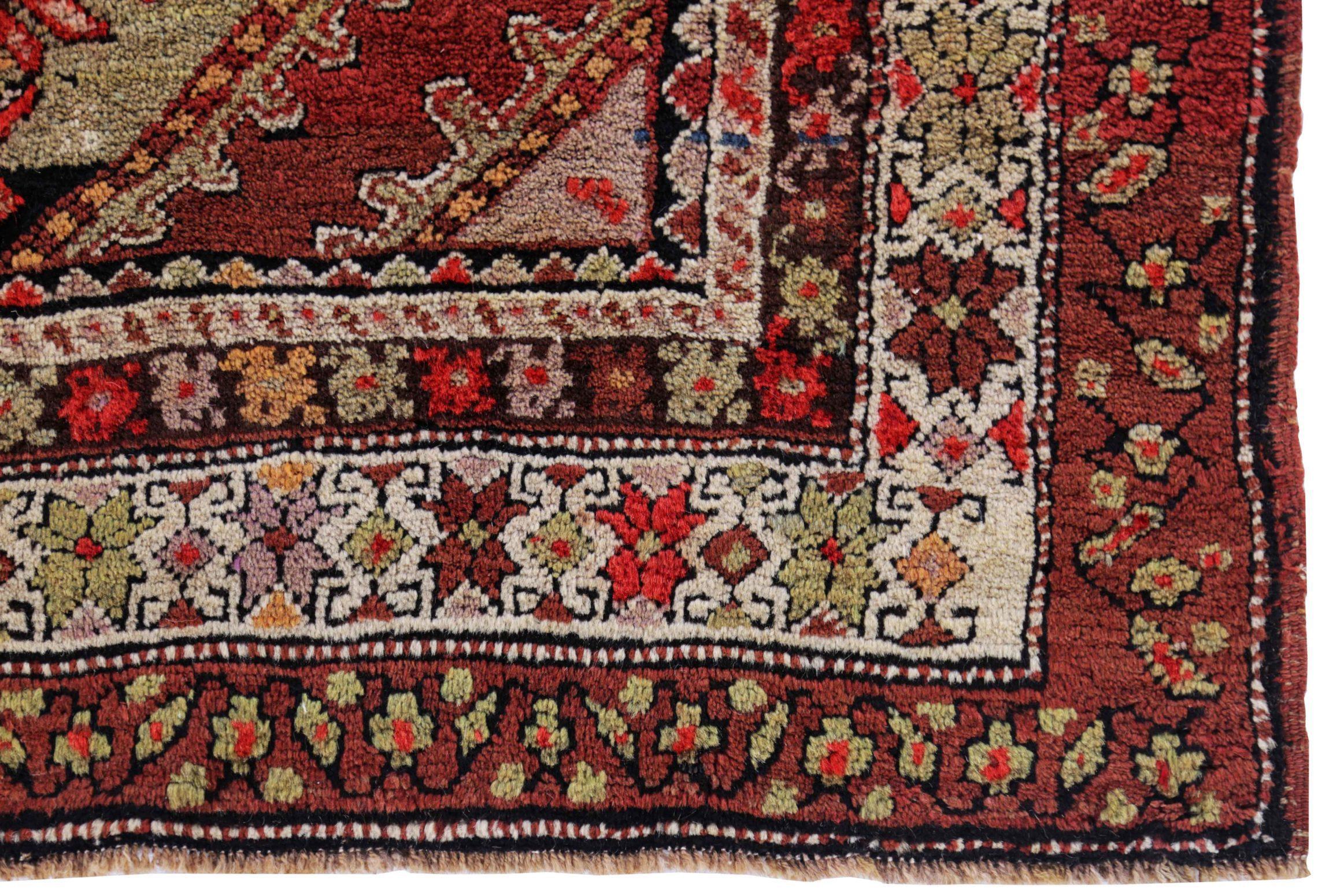 XX secolo Tappeti persiani Kazak del 1910 circa - Lana Verde Avorio Blu Navy Rosso - 91146 in vendita