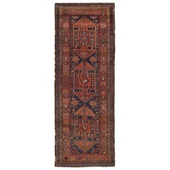 Persischer Kazak-Läufer aus Wolle in Marineblau und Rot mit Design - 97164