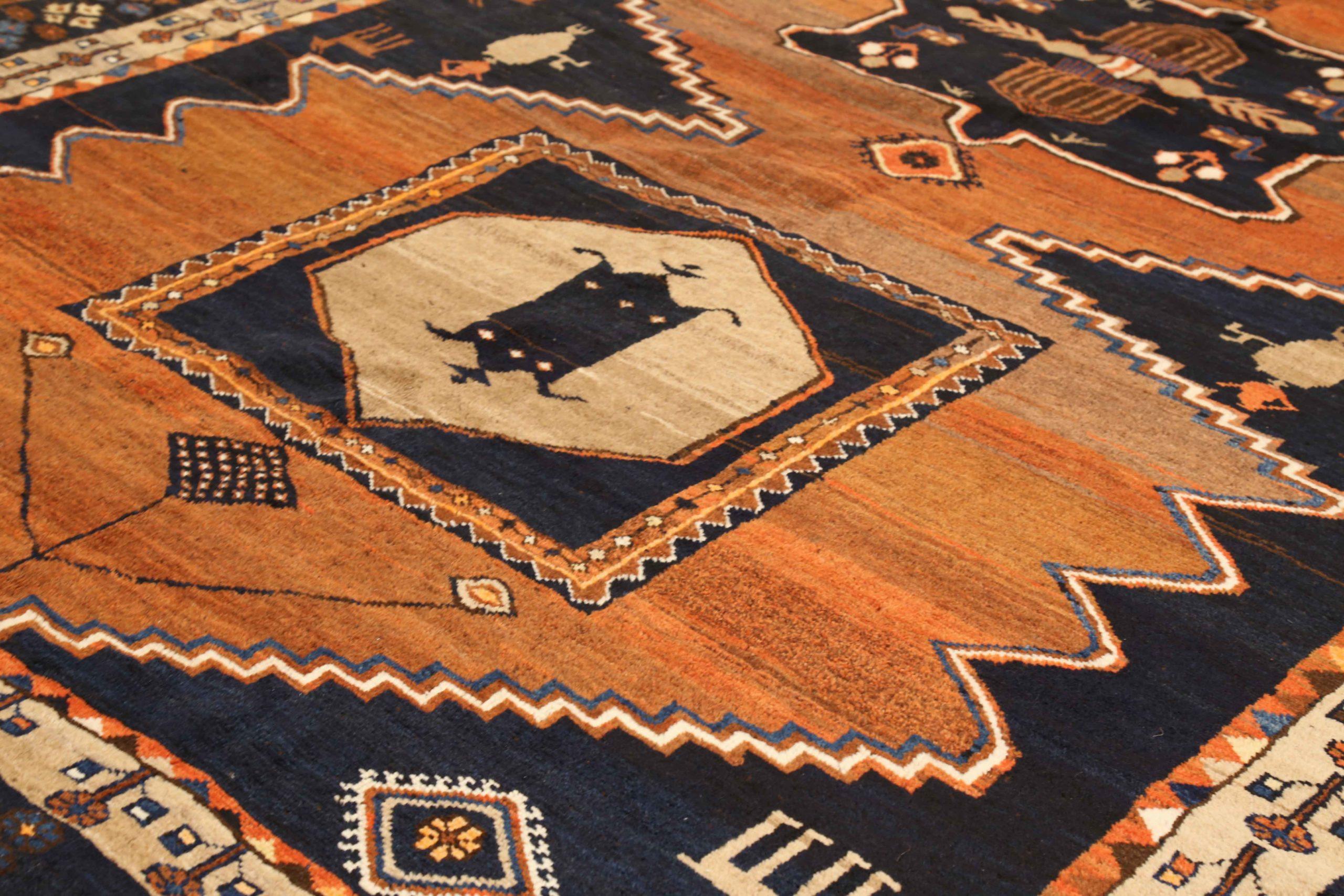 Asiatico Tappeti persiani Kelardasht Circa 1910 - Lana Avorio Blu Navy Rosso - 75310 in vendita