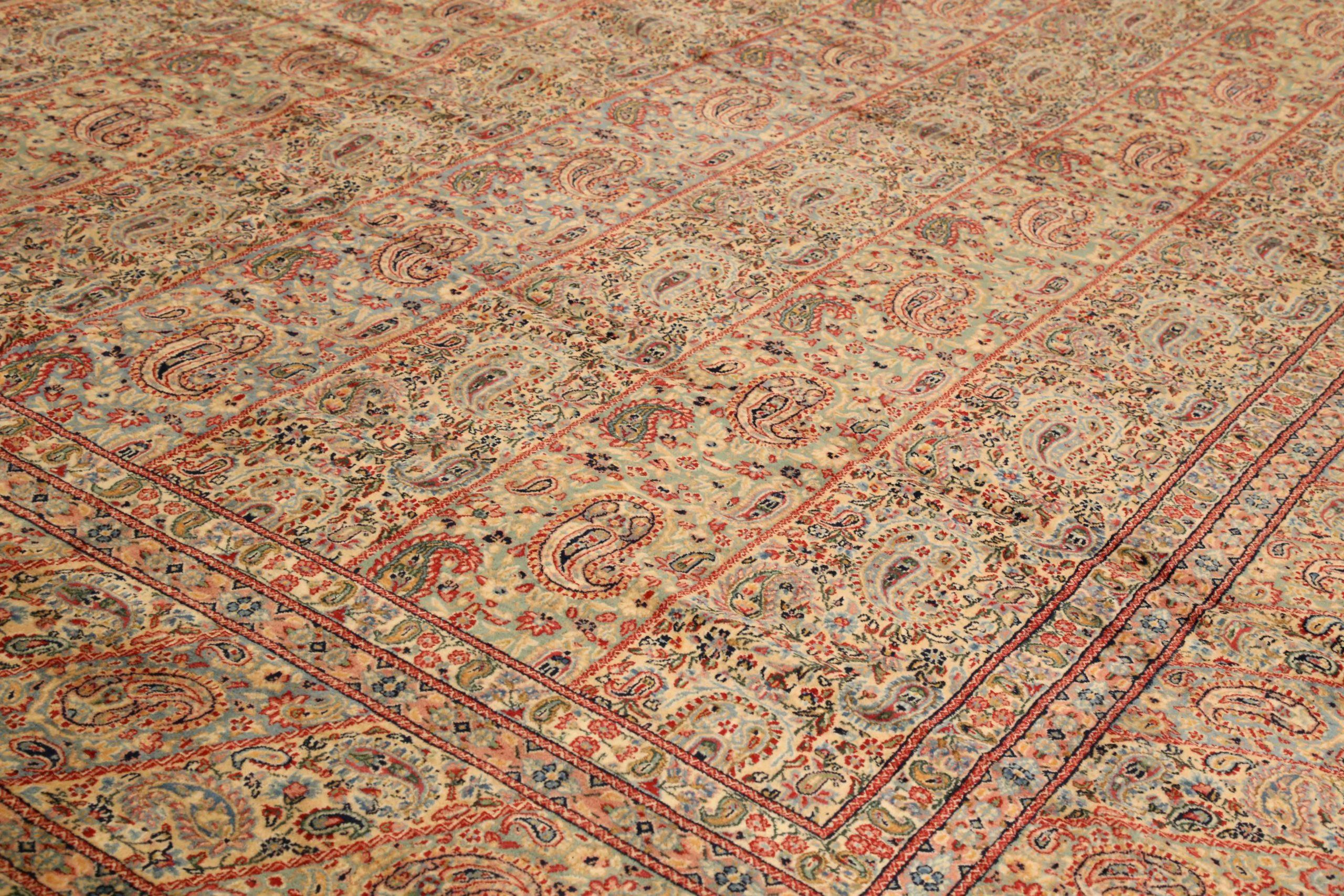 Persische Kerman-Teppiche - Wolle Blau Grün Rot Design - 75446 (Asiatisch) im Angebot