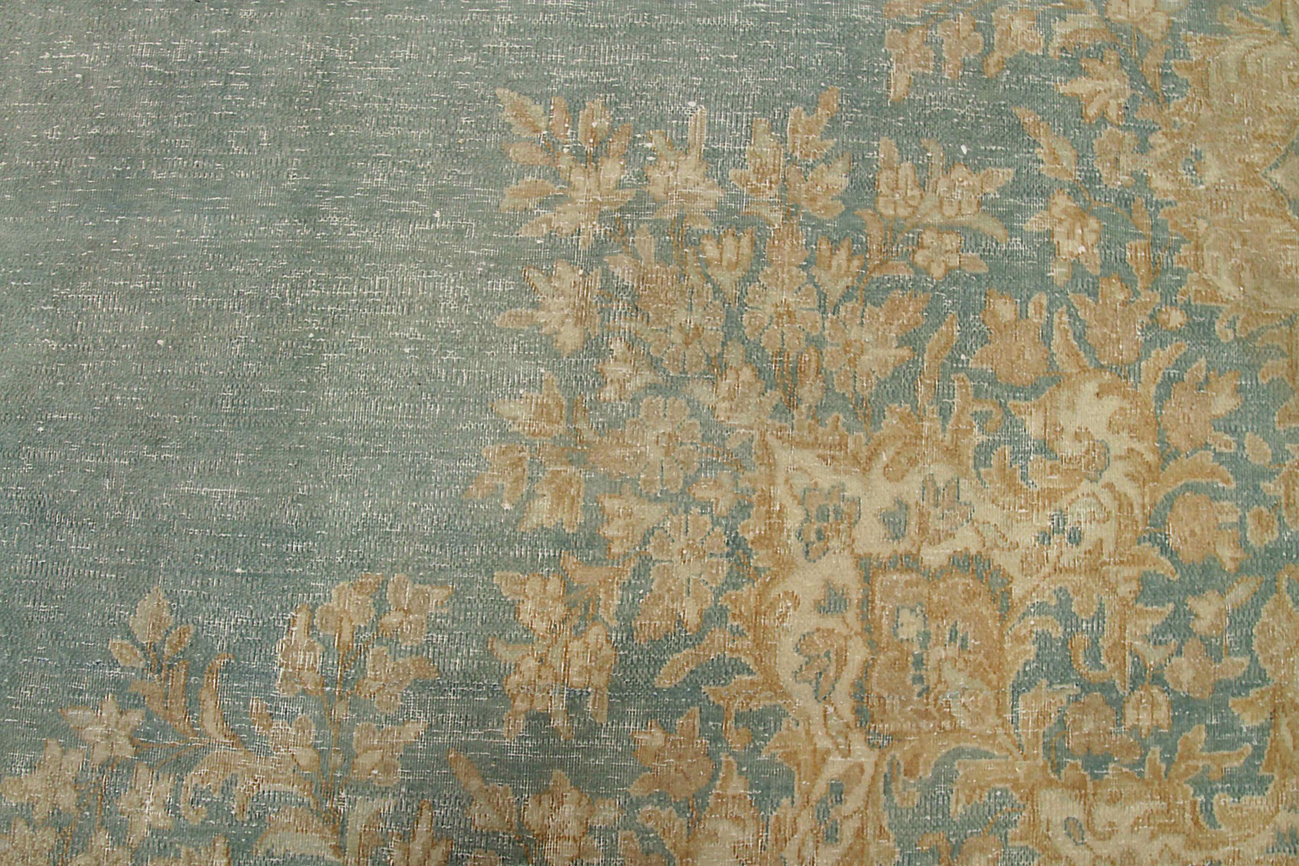 Persische Kerman Bereich Teppiche CIRCA 1880 - Wolle Blau Elfenbein Gelb Design - 89988 (20. Jahrhundert) im Angebot