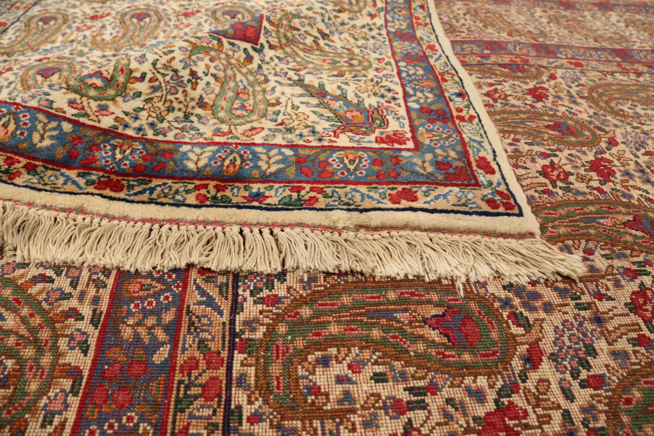 Tappeti persiani Kerman - Lana Marrone Avorio Rosso - 75322 In condizioni ottime in vendita a Dallas, TX