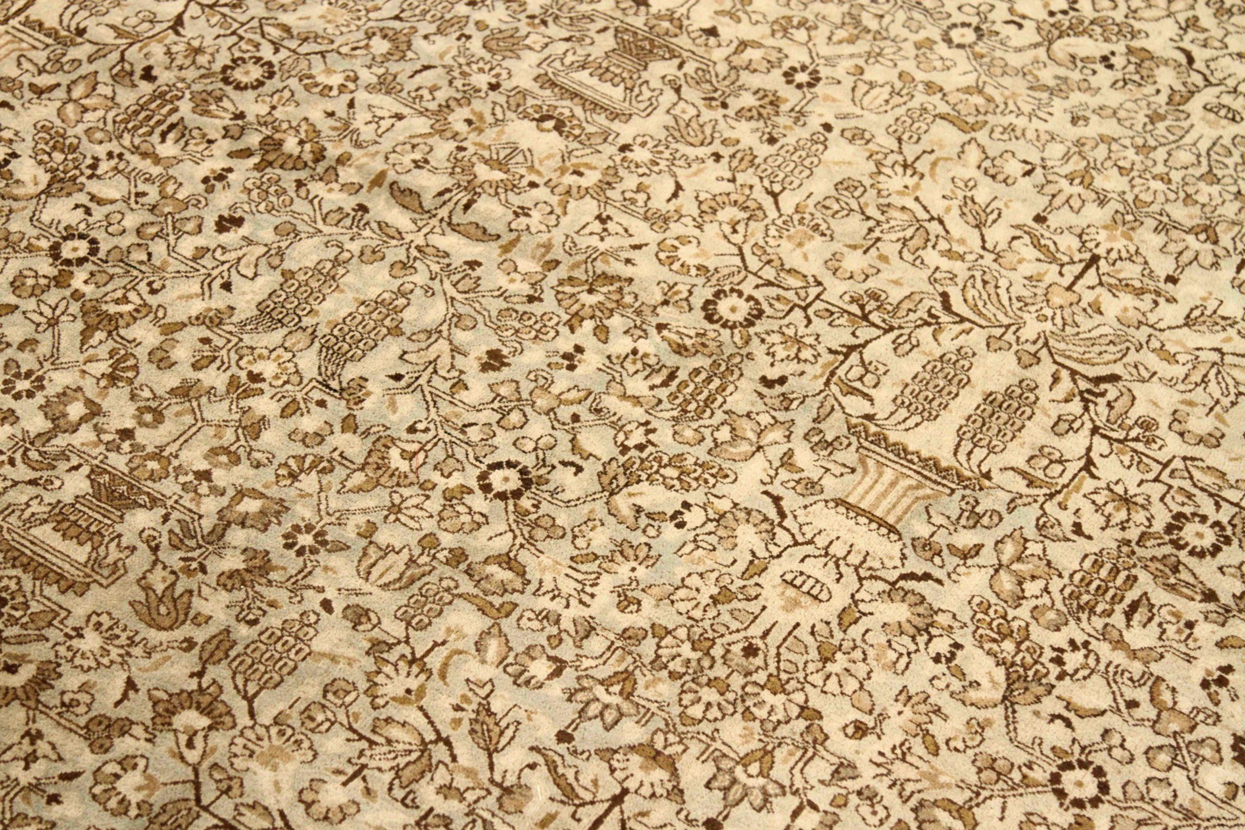 Persische Kerman Teppiche Circa 1910 - Wolle Braun Elfenbein Design - 75582 (Asiatisch) im Angebot