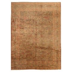 Persian Kerman Area Rugs Circa 1910 - Wool Green Ivory Red 72094