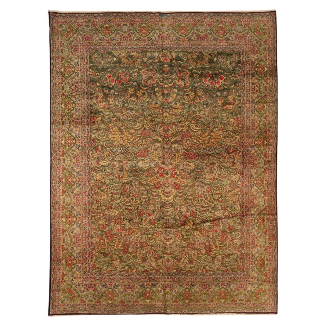 Tappeti persiani Kerman Circa 1910 - Lana Verde Rosso Giallo 72093