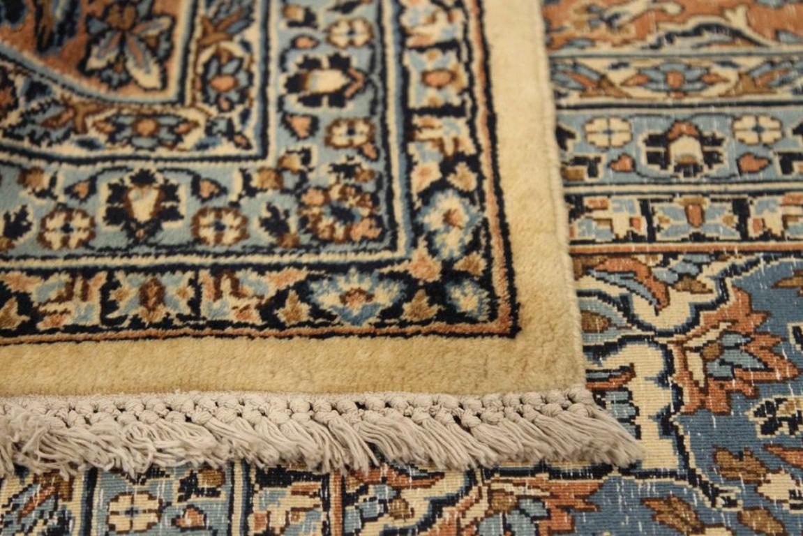 Persische Kerman-Teppiche Circa 1940 - Wolle Blau Elfenbein Rot Design - 75228 im Zustand „Hervorragend“ im Angebot in Dallas, TX