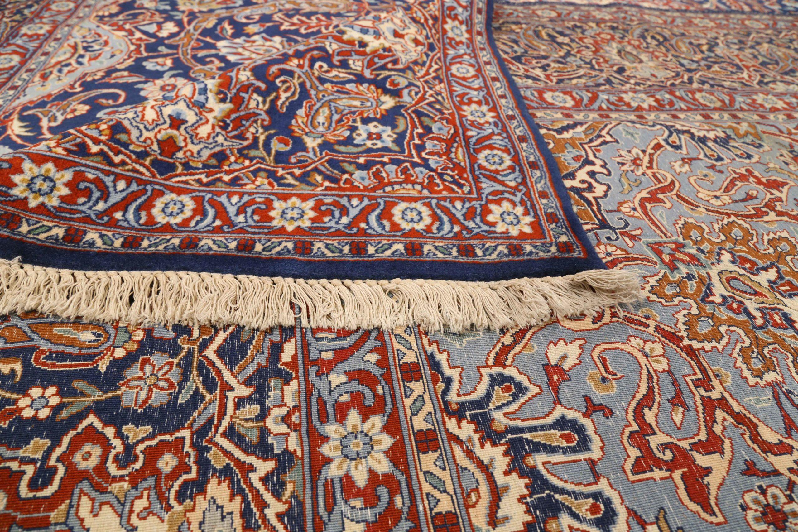 Tapis persans Kerman vers 1940 - Laine bleu ivoire bleu marine bleu 72471 Excellent état - En vente à Dallas, TX