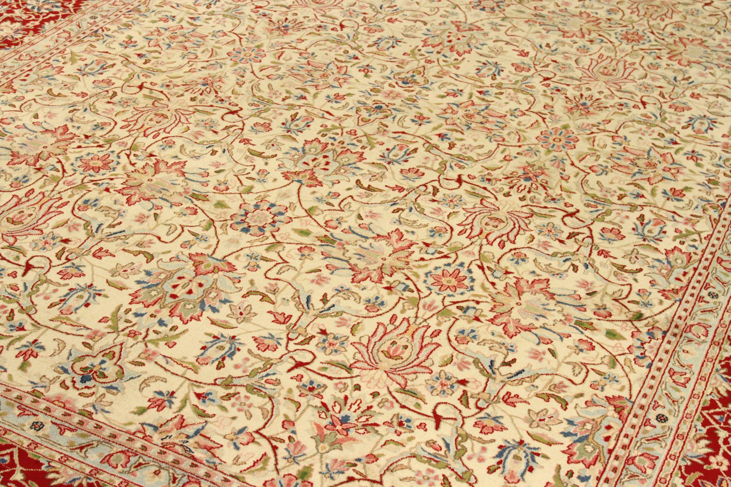 Persische Kerman-Teppiche Circa 1940 - Wolle Grün Elfenbein Rot Design - 75594 (Asiatisch) im Angebot