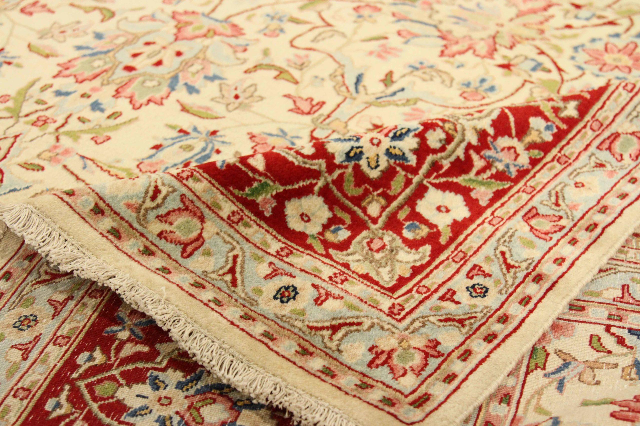 Persische Kerman-Teppiche Circa 1940 - Wolle Grün Elfenbein Rot Design - 75594 im Zustand „Hervorragend“ im Angebot in Dallas, TX