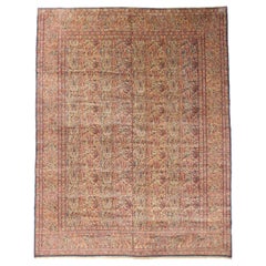 Persian Kerman Area Rugs - Wool Blue Green Red Design - 75446