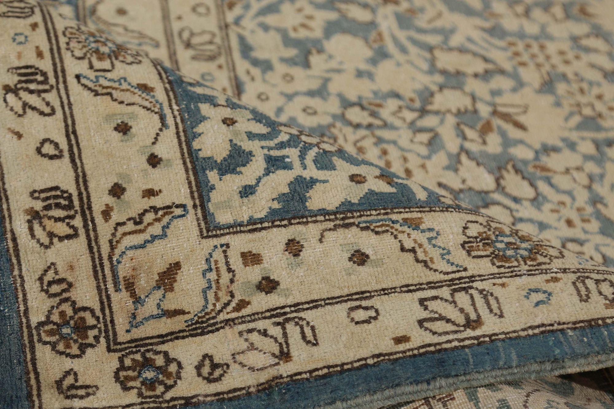 Tappeti persiani Kerman - Disegno in lana blu avorio - 97738 In condizioni ottime in vendita a Dallas, TX