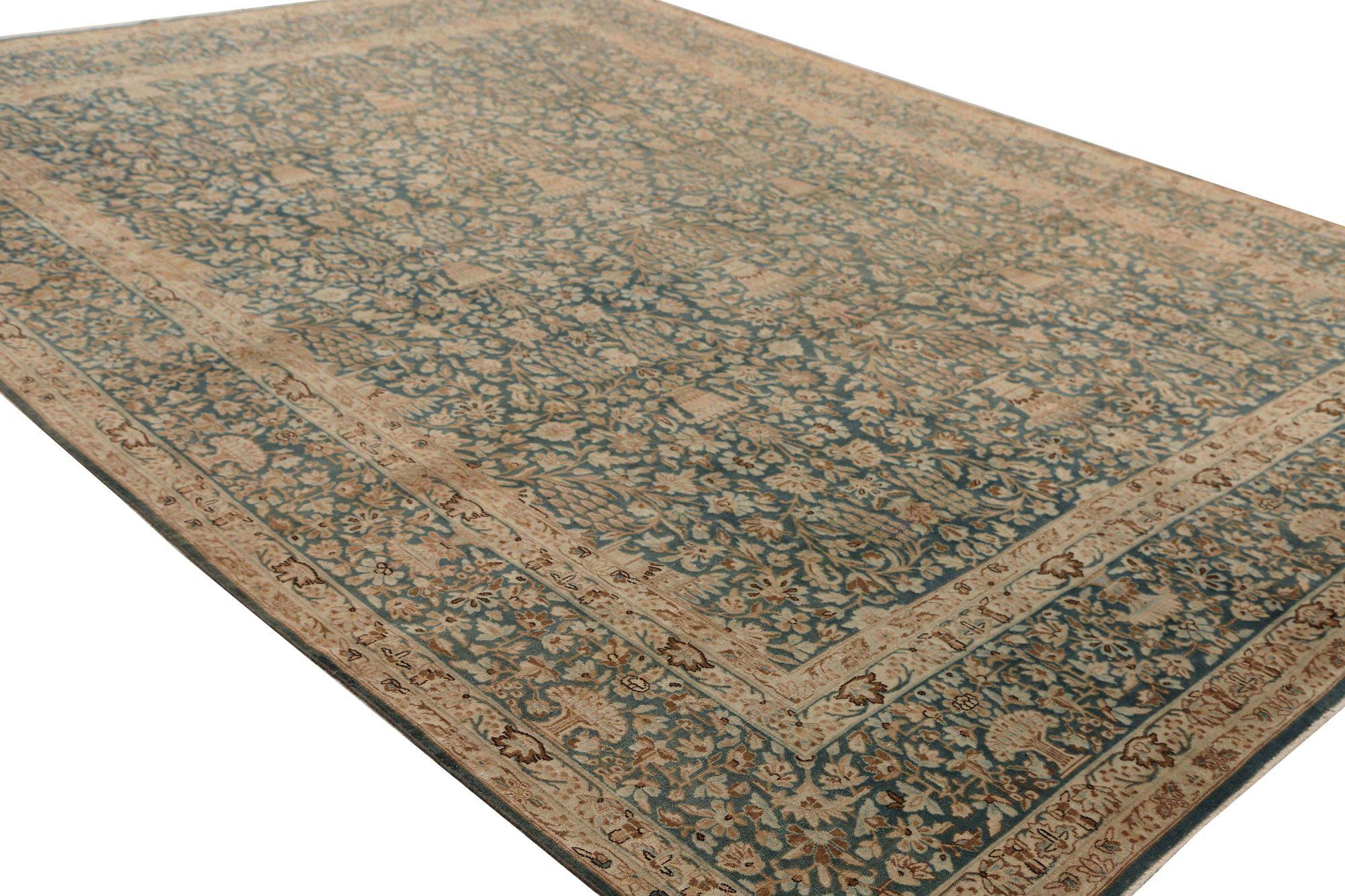 Persische Kerman-Teppiche - Wolle Blau Taupe Design - 97745 (Irakisch) im Angebot