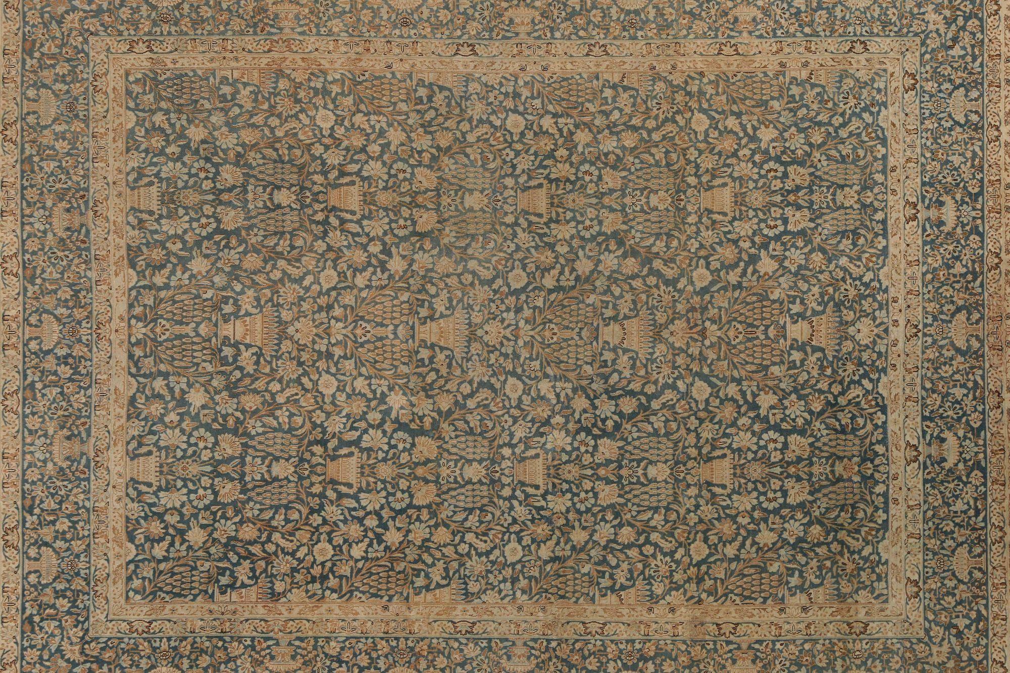 Persische Kerman-Teppiche - Wolle Blau Taupe Design - 97745 (20. Jahrhundert) im Angebot