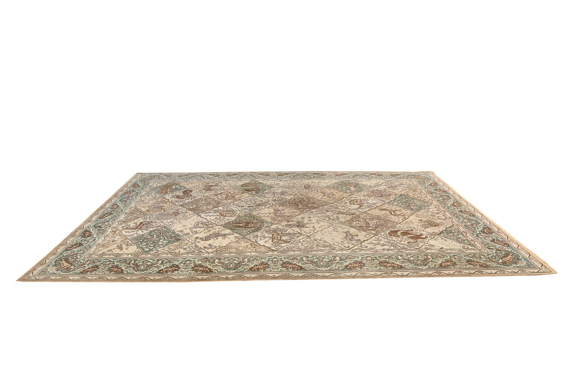 Persische Kerman-Teppiche - Wolle in elfenbeinfarbenem Design - 97677 (20. Jahrhundert) im Angebot