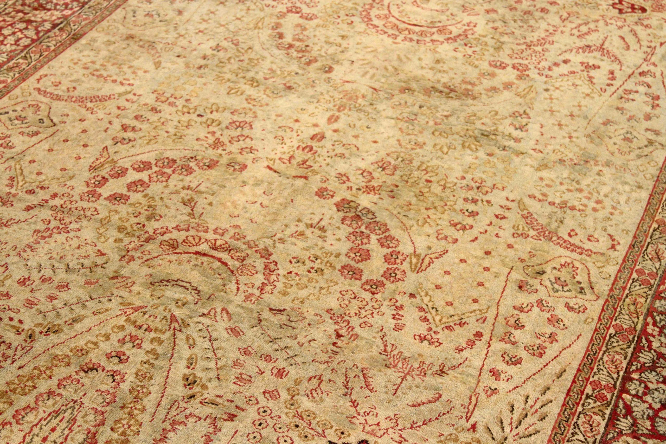 Persische Kerman-Teppiche - Wolle Elfenbeinrot Design - 75853 (Irakisch) im Angebot