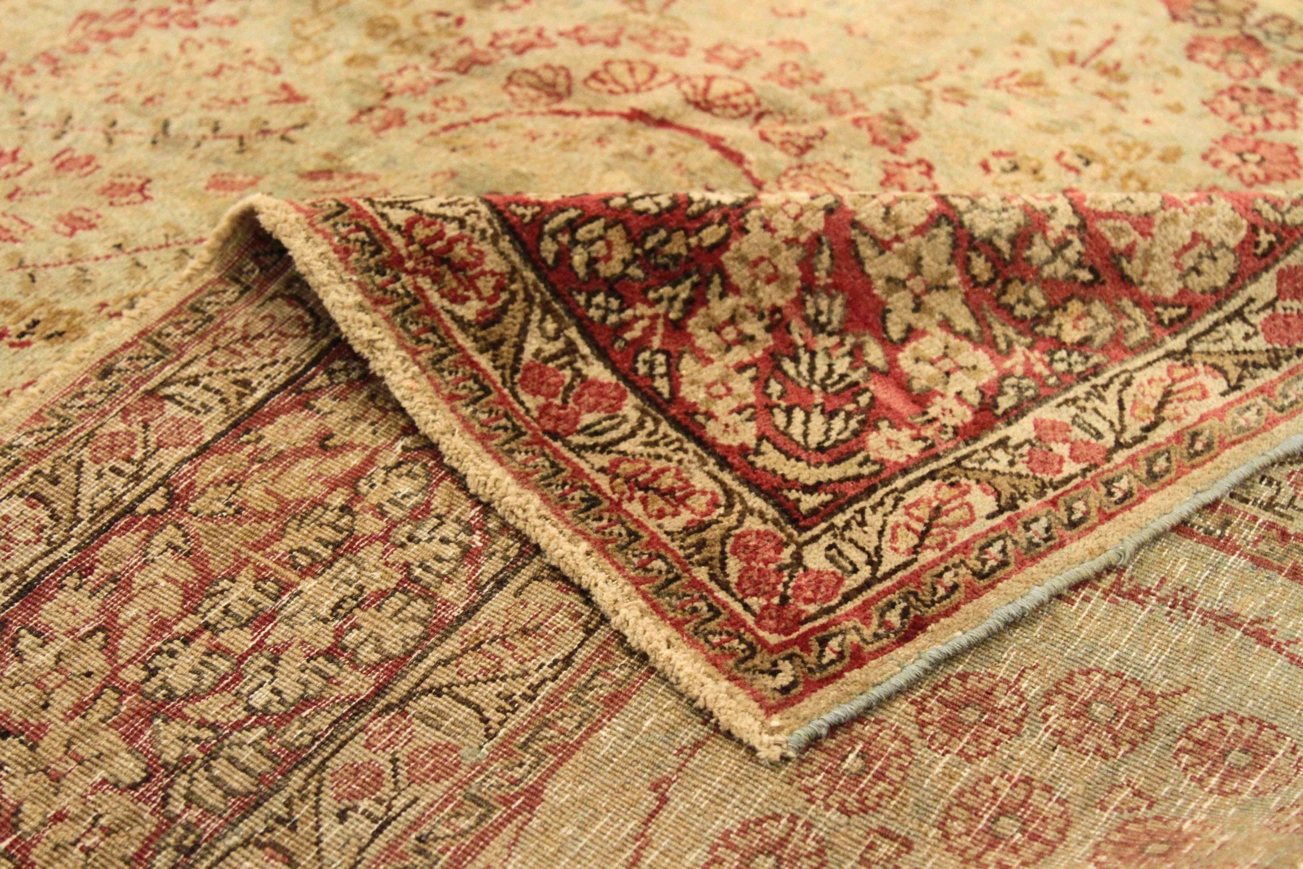 Persische Kerman-Teppiche - Wolle Elfenbeinrot Design - 75853 im Zustand „Hervorragend“ im Angebot in Dallas, TX