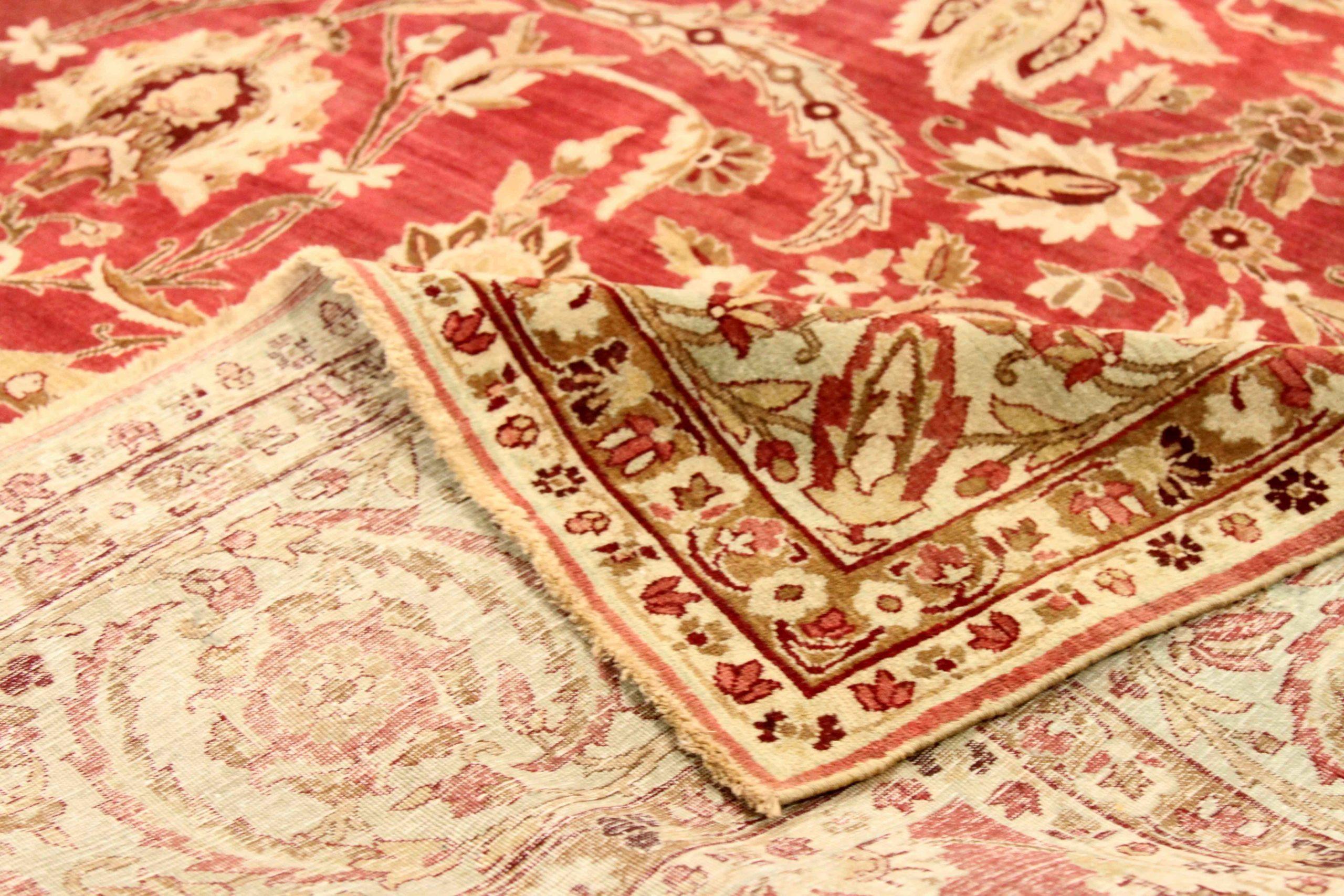 Persische Kerman-Teppiche - Wolle Elfenbeinrot Design - 76022 im Zustand „Hervorragend“ im Angebot in Dallas, TX