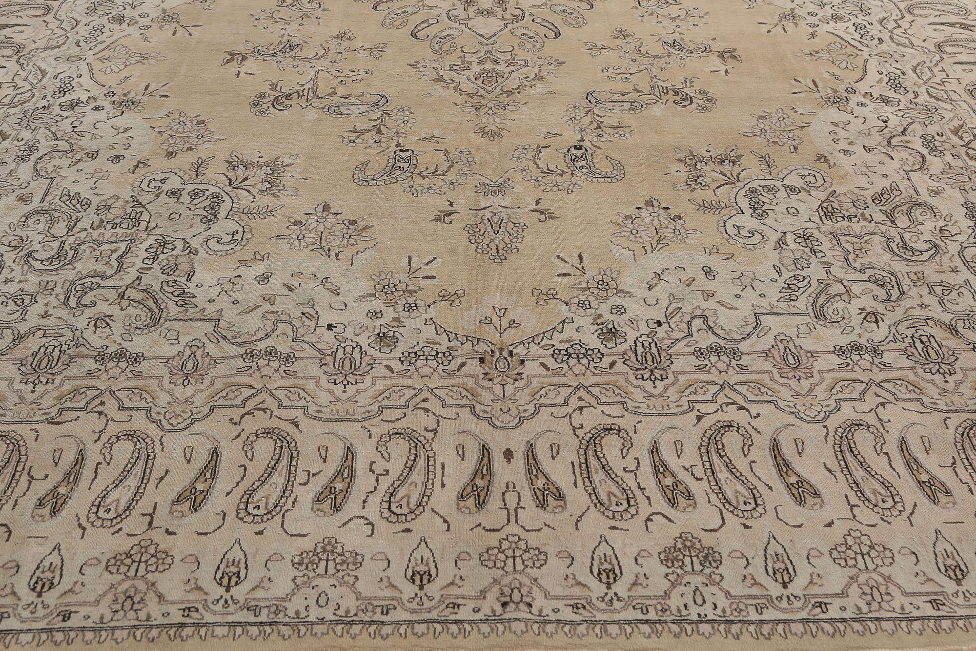 Persische Kerman-Teppiche - Wolle Elfenbein Taupe Design - 96920 (Irakisch) im Angebot