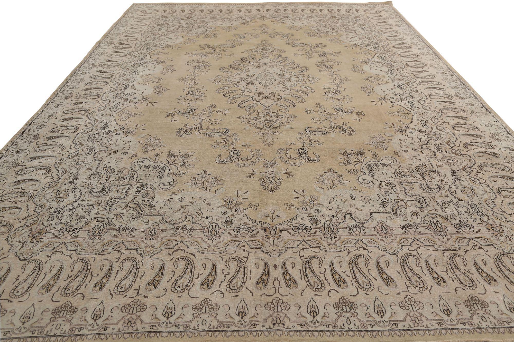 Persische Kerman-Teppiche - Wolle Elfenbein Taupe Design - 96920 im Zustand „Hervorragend“ im Angebot in Dallas, TX