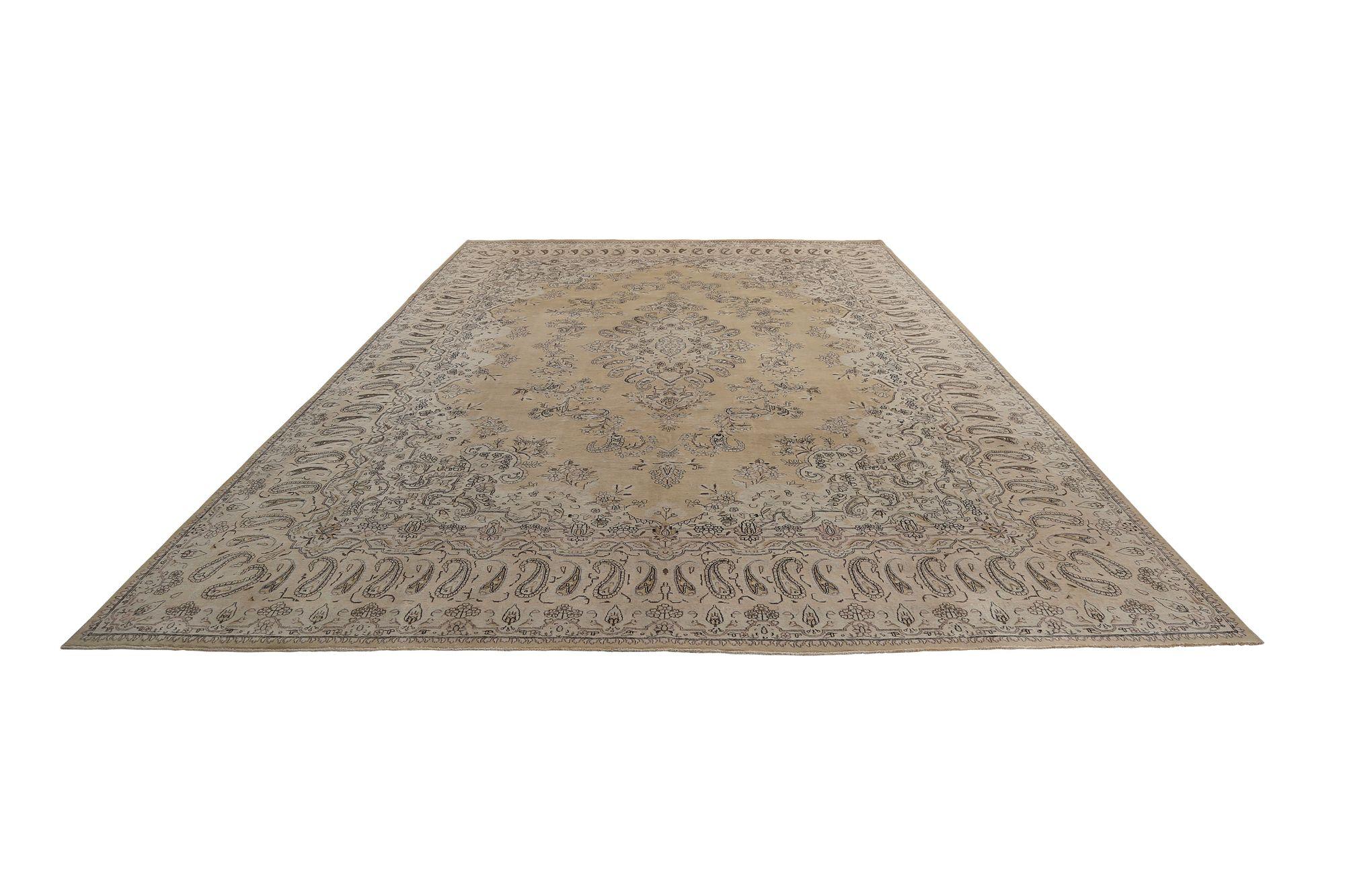 Persische Kerman-Teppiche - Wolle Elfenbein Taupe Design - 96920 (20. Jahrhundert) im Angebot