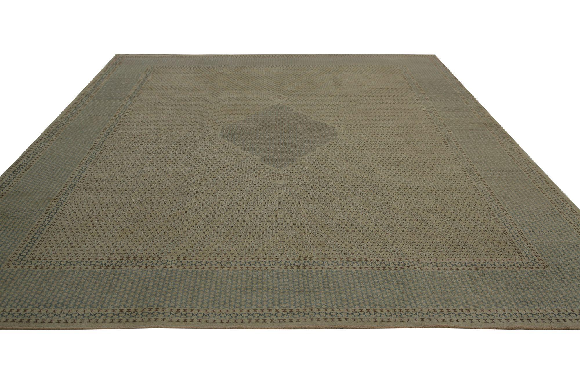 Iraqi Persian Kerman Area Rugs - Wool Taupe Design - 97209 For Sale