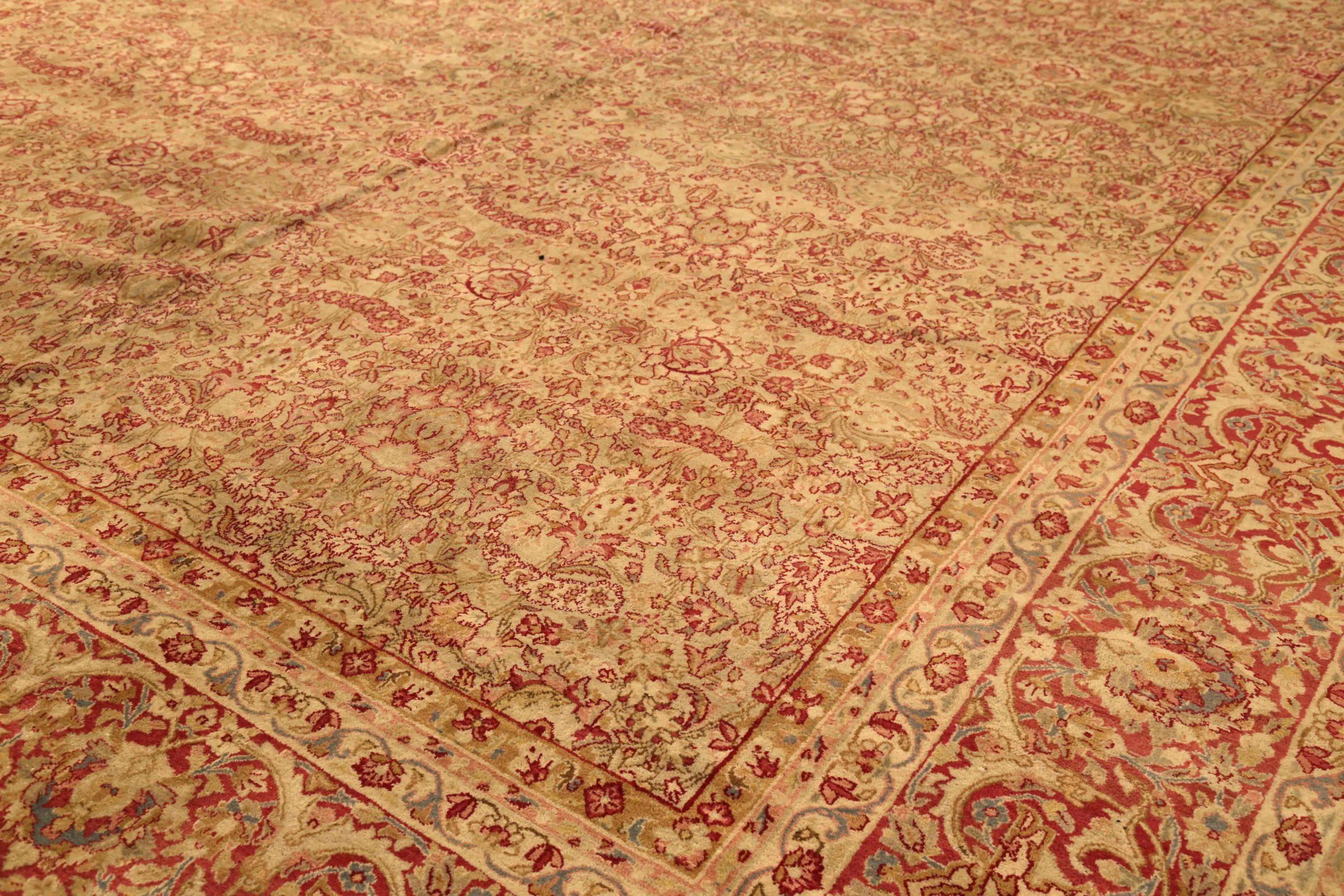 Persischer Kerman Over Size-Teppich Circa 1910 - Wolle Elfenbein Rot 73849 (Asiatisch) im Angebot