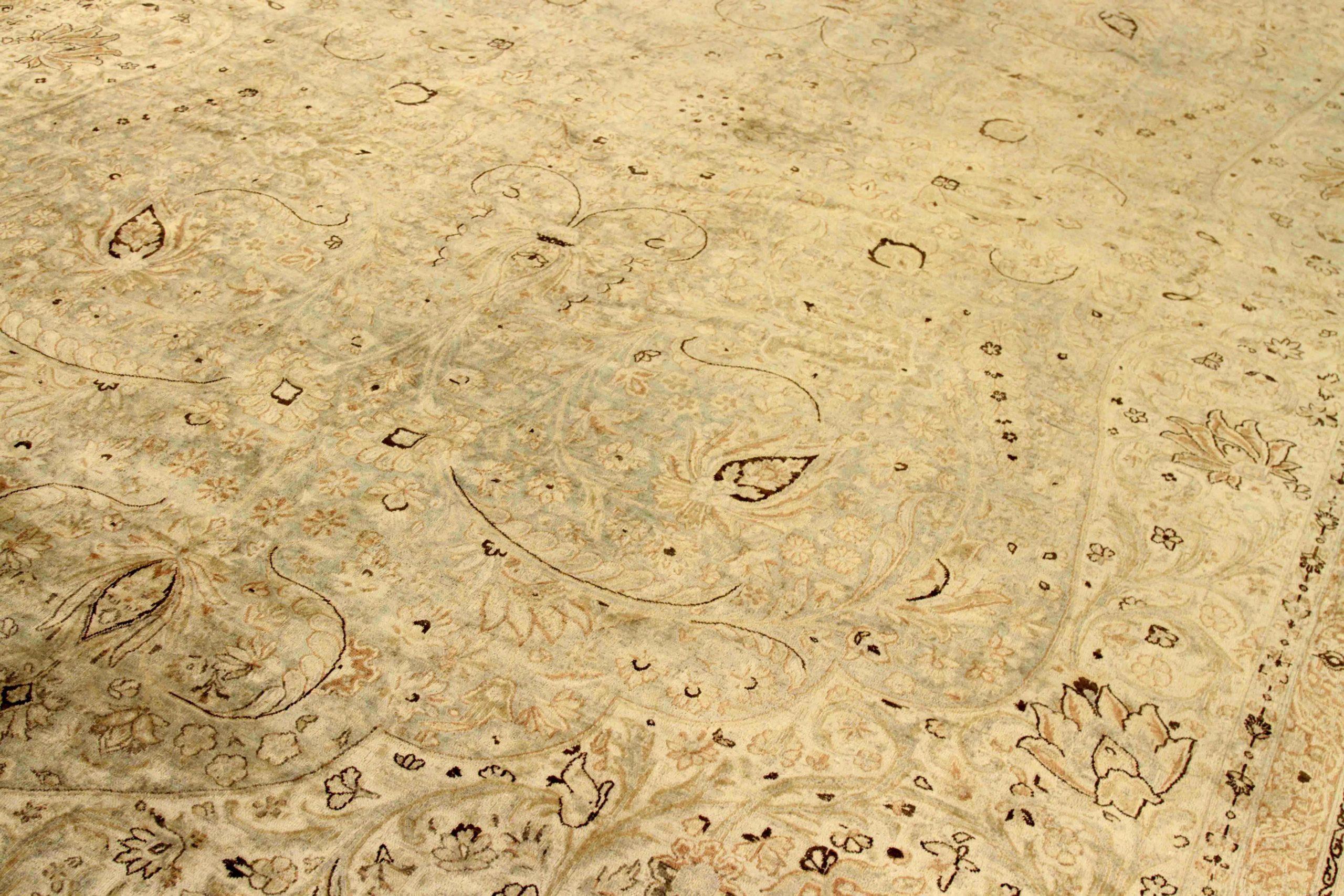 Persischer Kerman Over Size-Teppich - Wolle Grün Elfenbein Design - 75892 (Irakisch) im Angebot