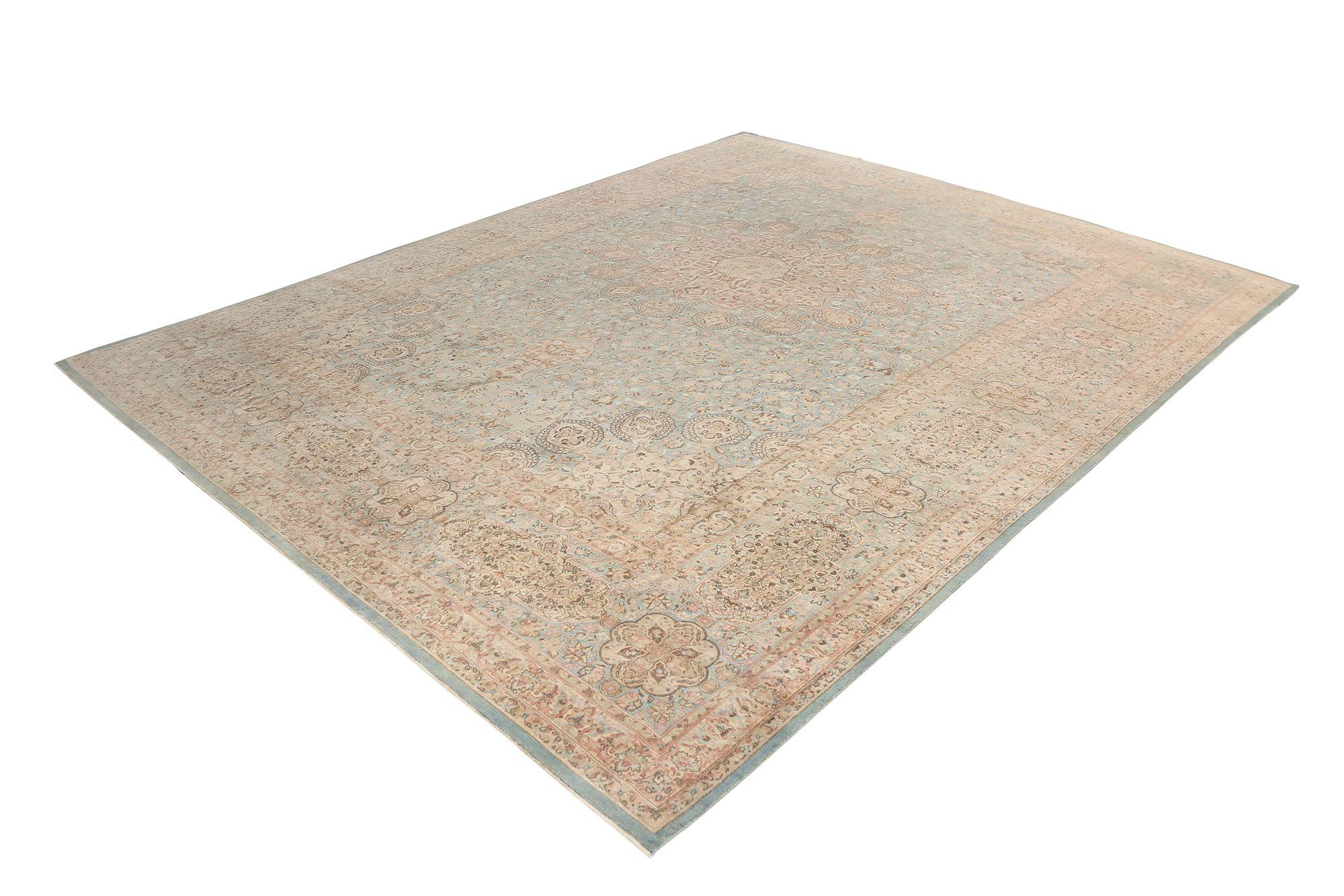 Tappeto persiano Kerman Over Size - Lana Avorio Design-Light - 97674 In condizioni ottime in vendita a Dallas, TX