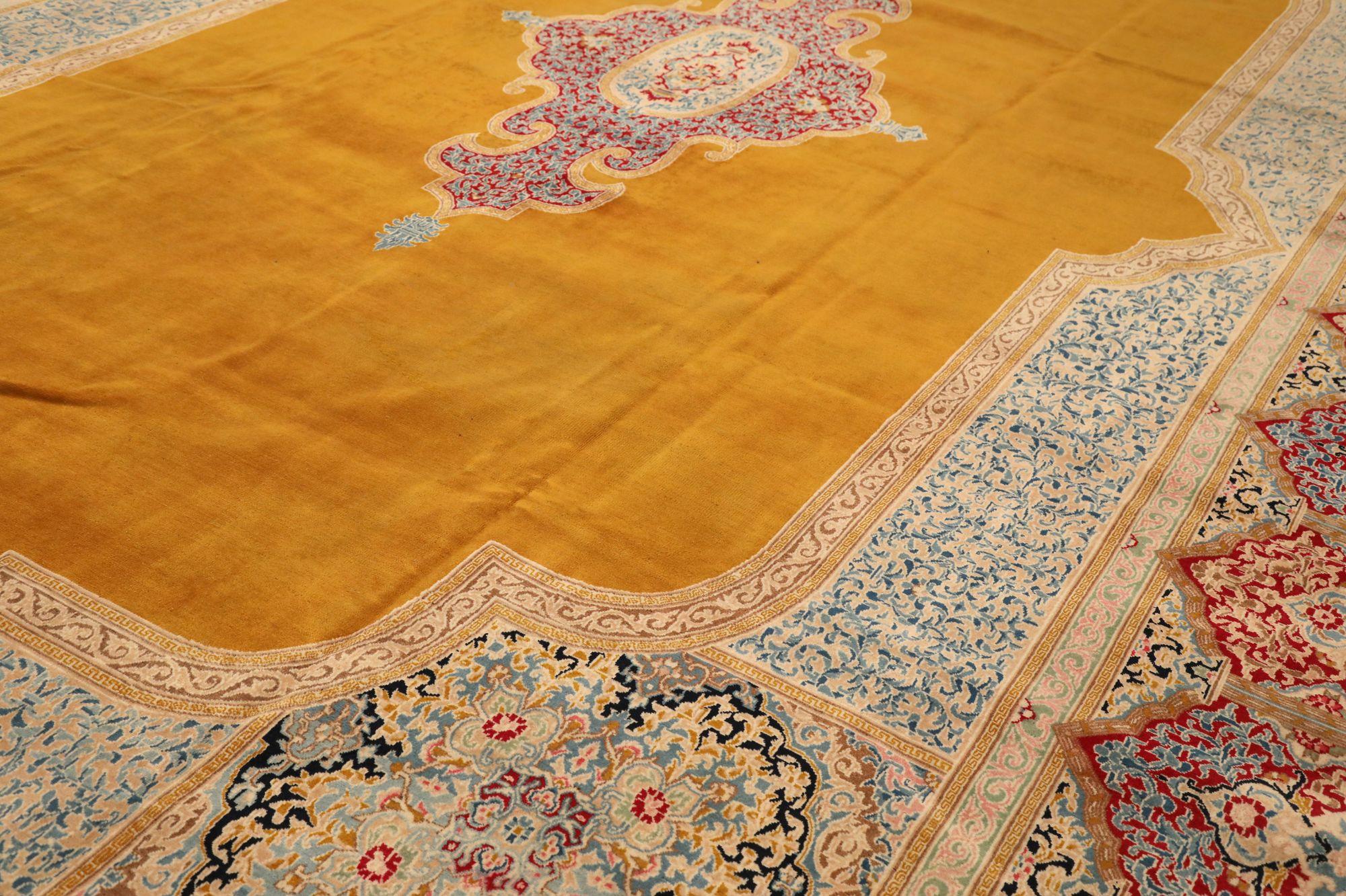 Iracheno Tappeto persiano Kerman Over Size - Lana Design/One Giallo - 91765 in vendita