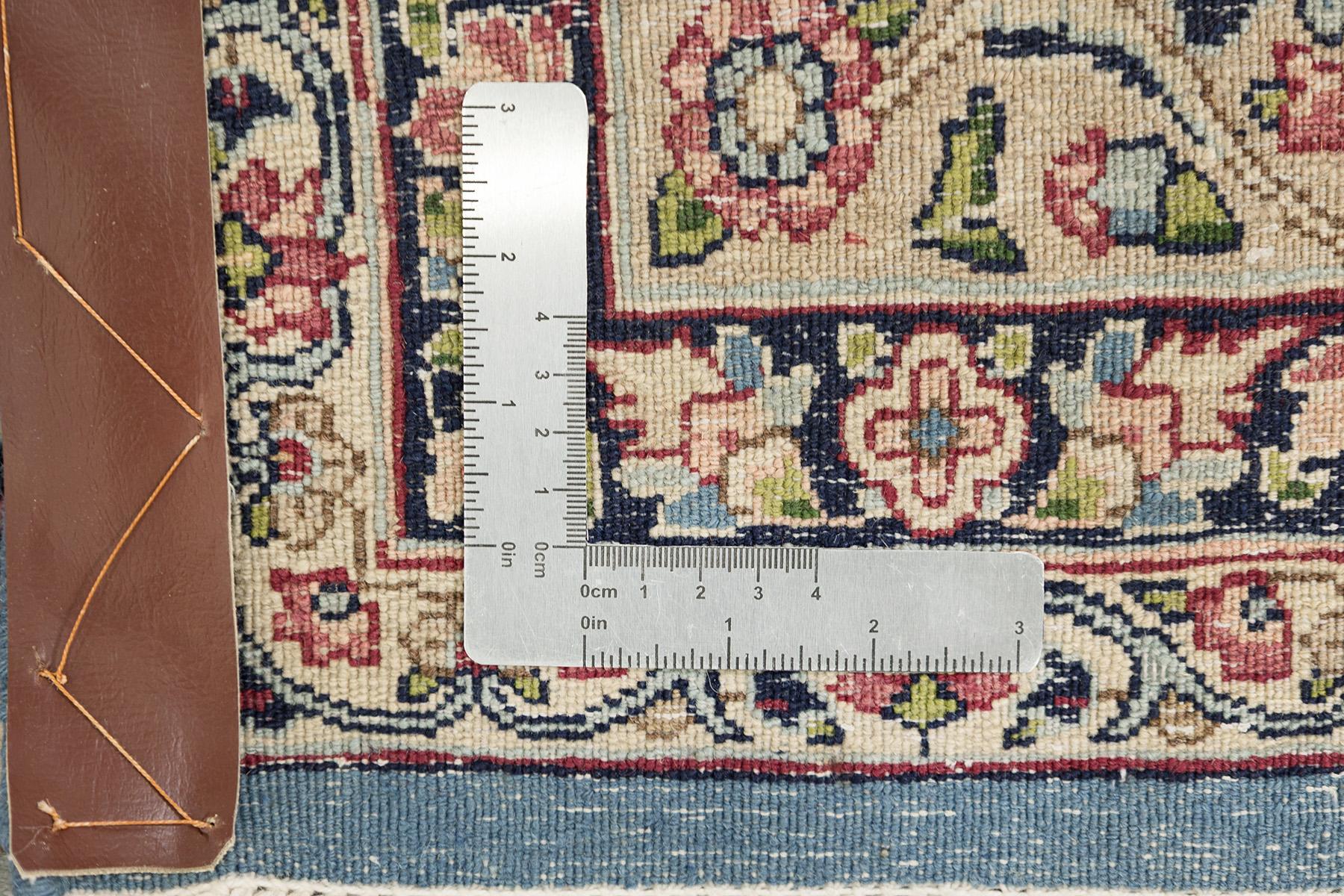 Persischer Kerman Teppich, handgeknüpft, 14.6x9.8 - Hellblau, Rot & Elfenbein im Angebot 5