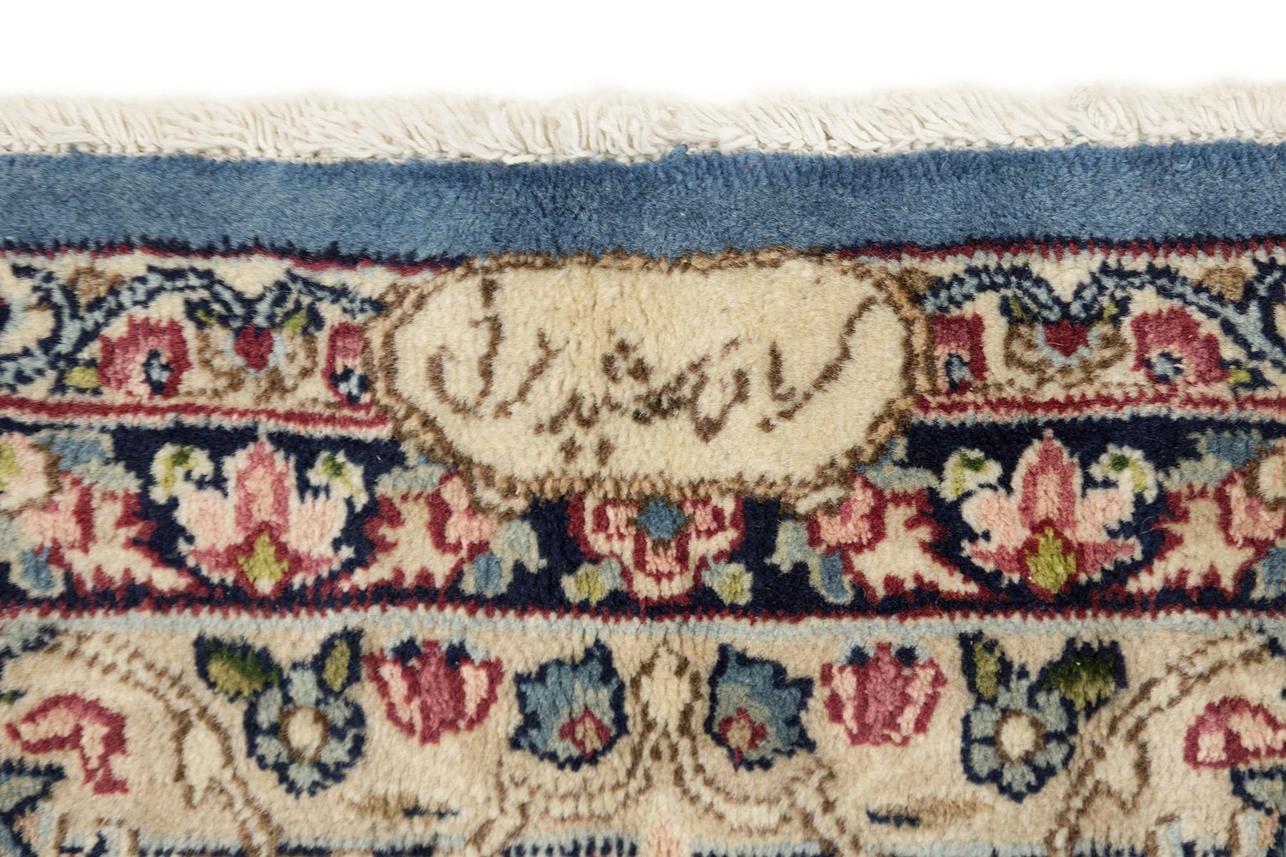 Persischer Kerman Teppich, handgeknüpft, 14.6x9.8 - Hellblau, Rot & Elfenbein (Wolle) im Angebot
